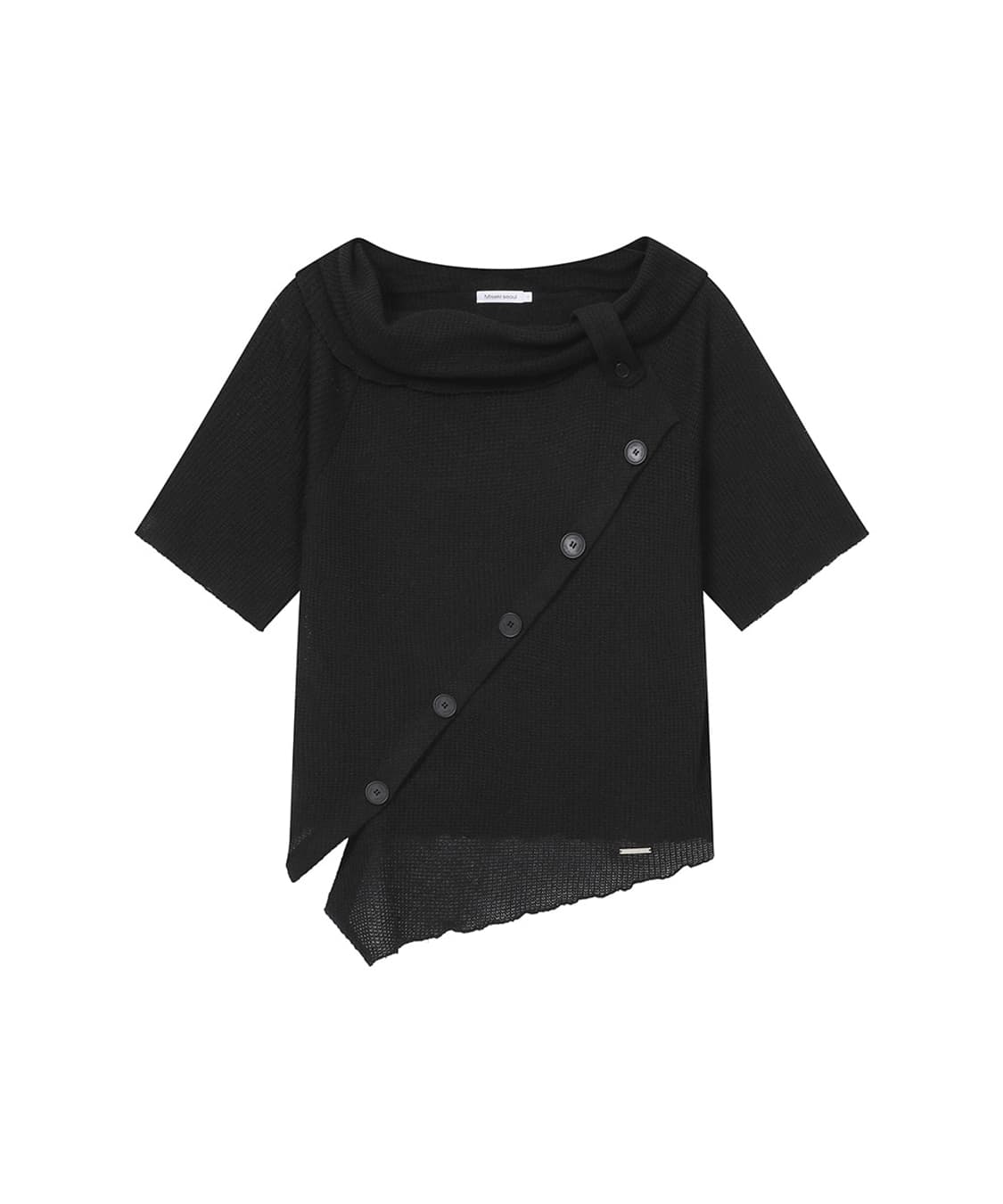 미세키 서울 다이애그널 크로셰 니트 탑 블랙 상품이미지1