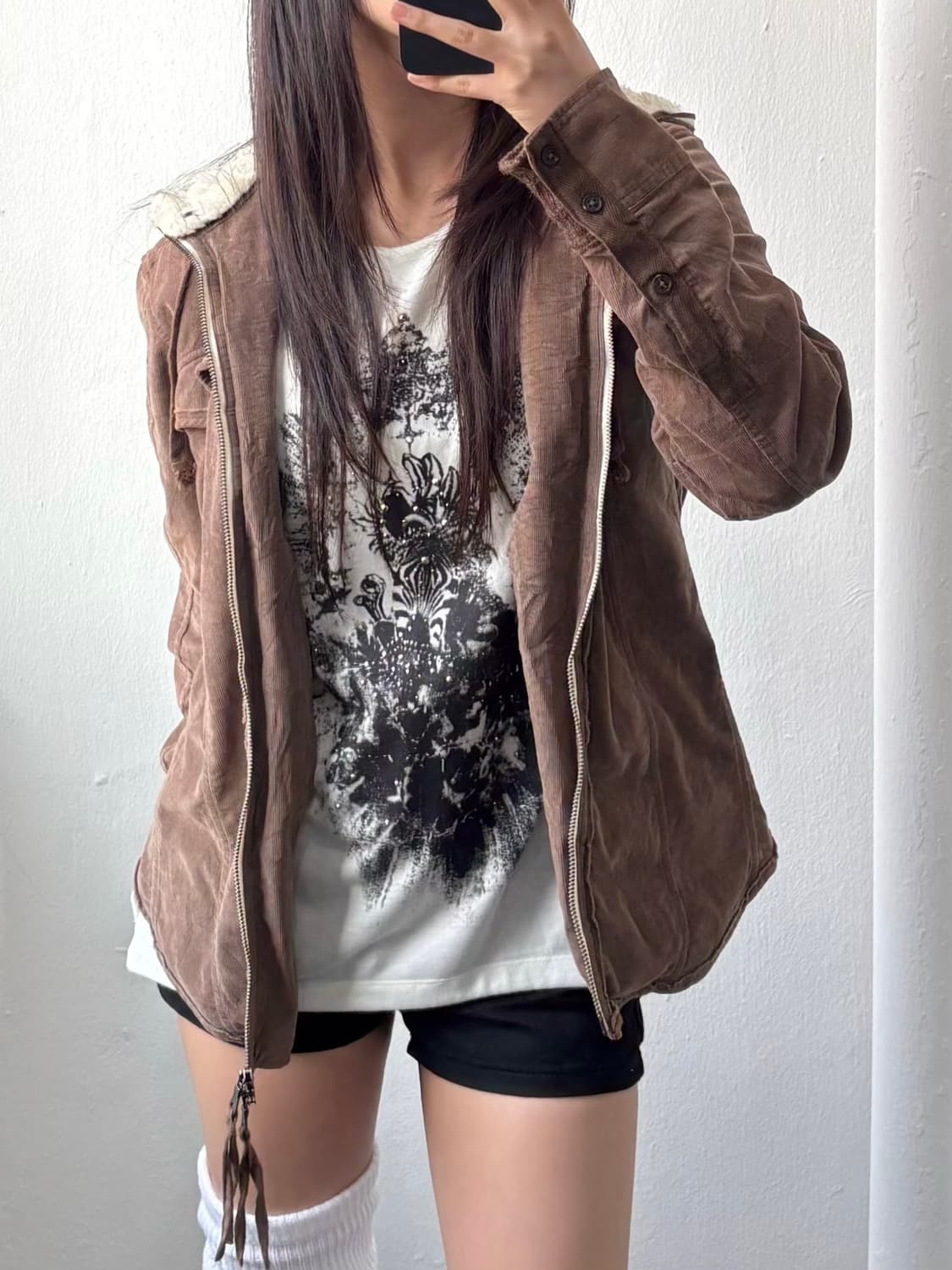 PPFM Brown Corduroy Fur Hood Jacket 상품이미지3