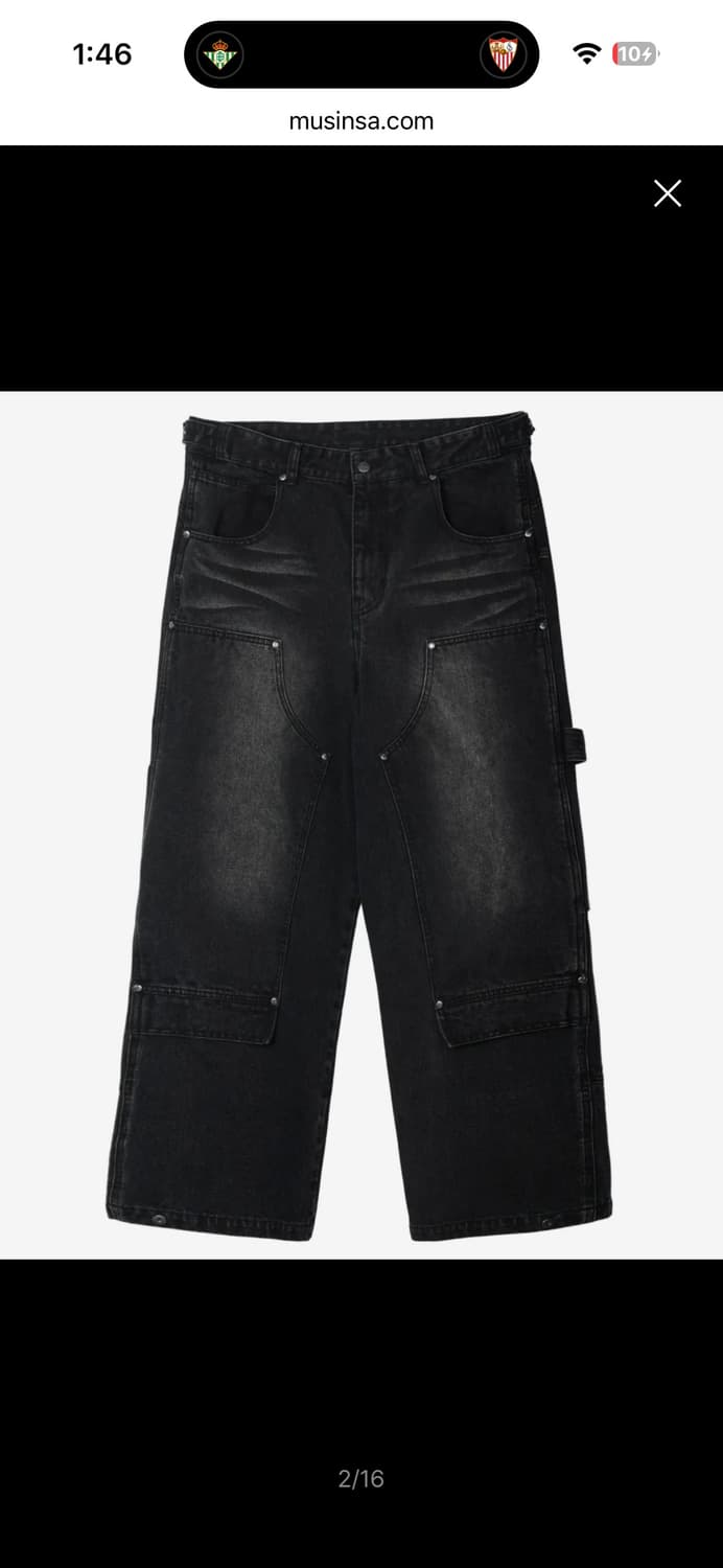 Idws 카펜터 더블니 와이드 데님 팬츠 벌룬핏 발렌시아가 슈프림 상품이미지1