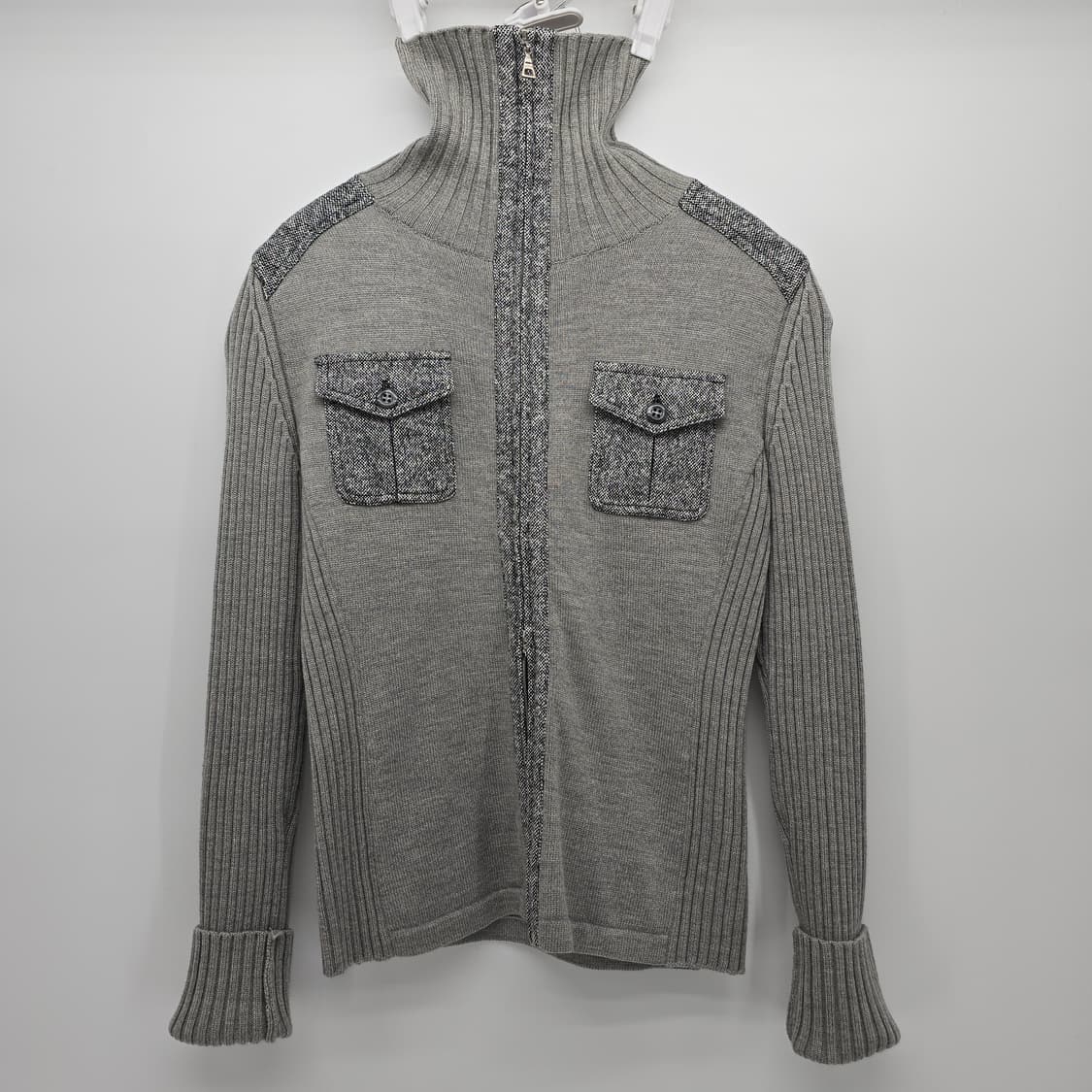 Indivi 회색 니트 집업 가디건 상품이미지10