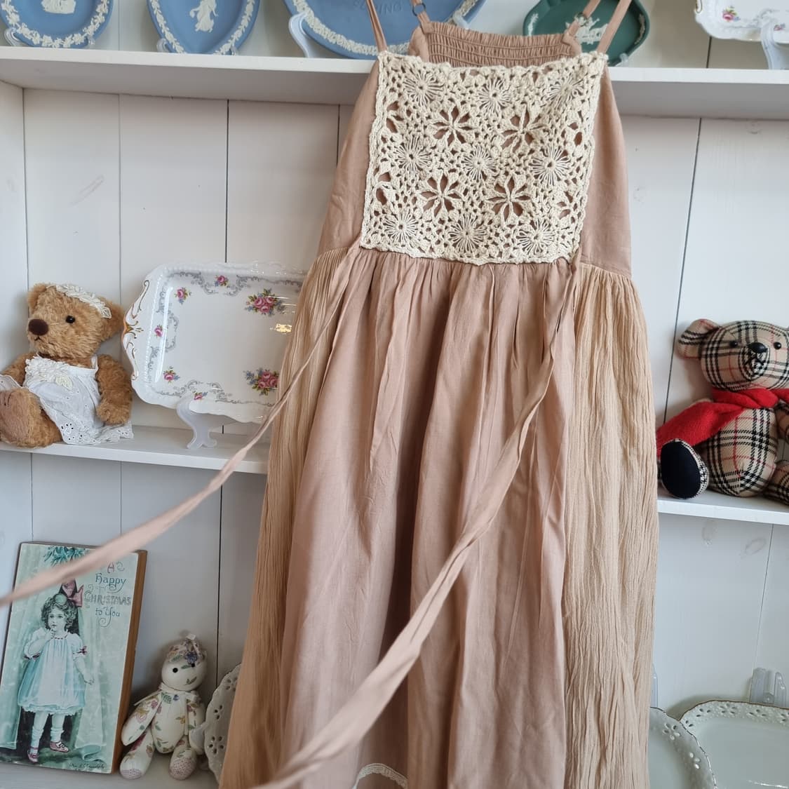 Crisp(크리스프) 내추럴 레이스 레이어드 원피스 상품이미지5