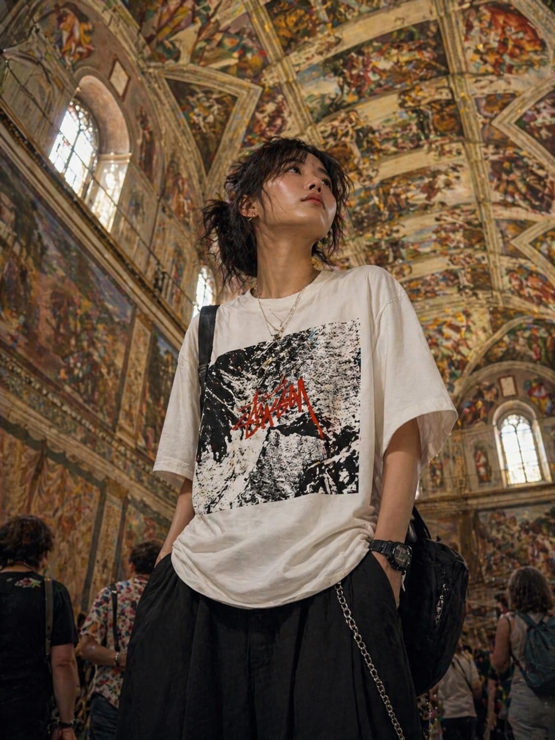 Stüssy 스투시 천지창조 그래픽 반팔 티셔츠 (아이보리) 상품이미지3