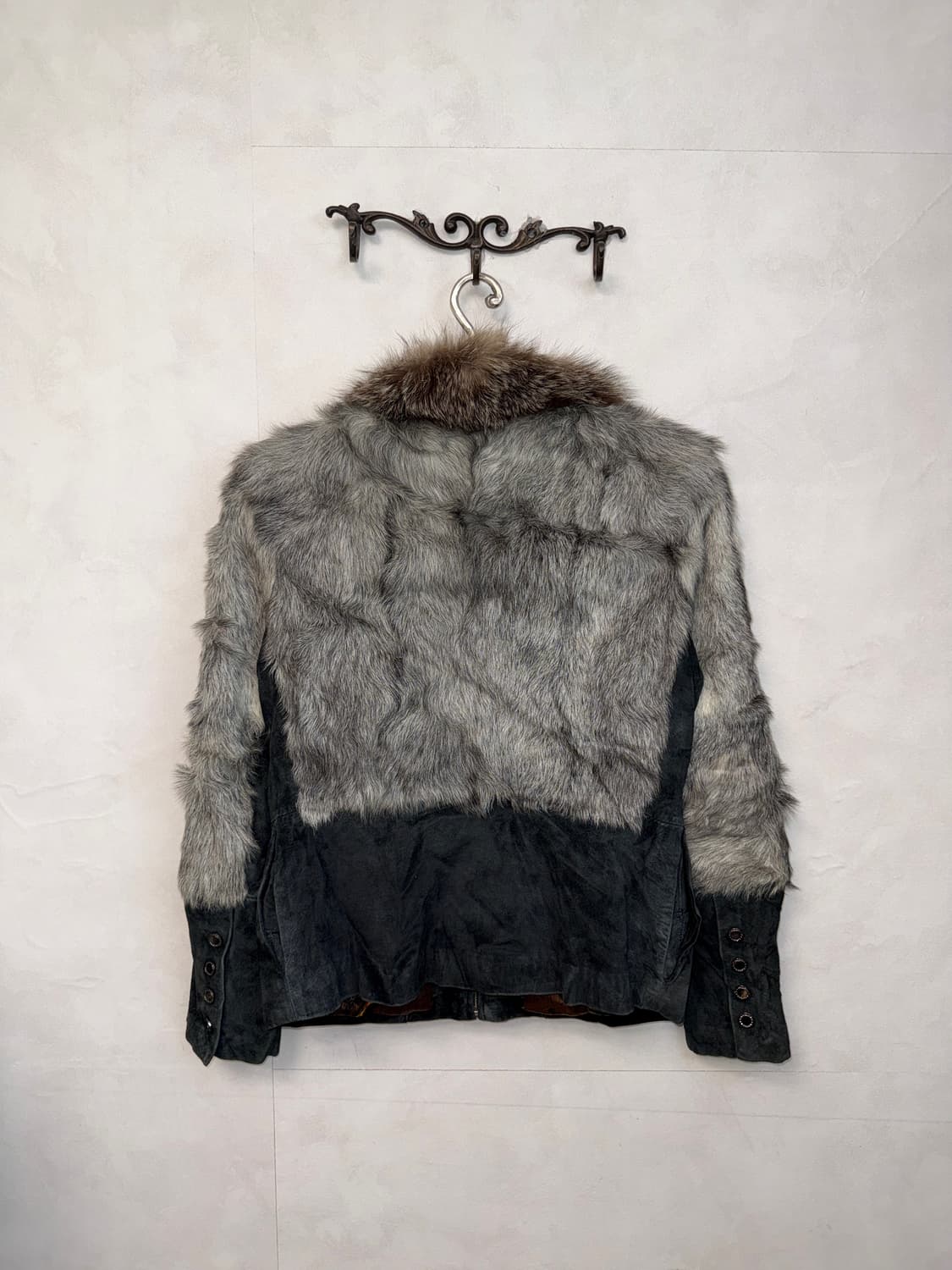 Gray black lamb skin suede fur jacket 상품이미지3