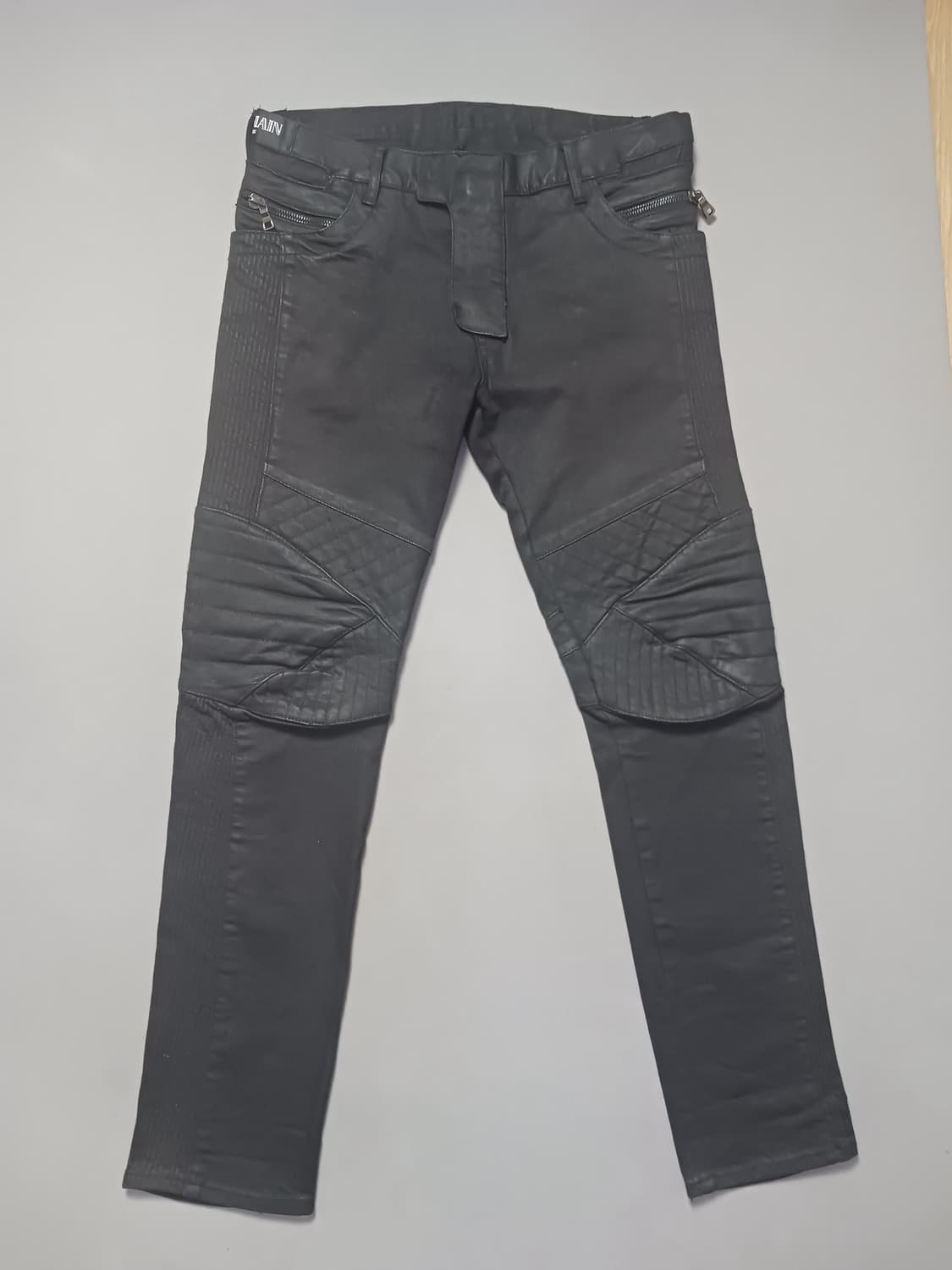 [33] 발망 왁스코팅 블랙 바이커진 청바지 상품이미지1