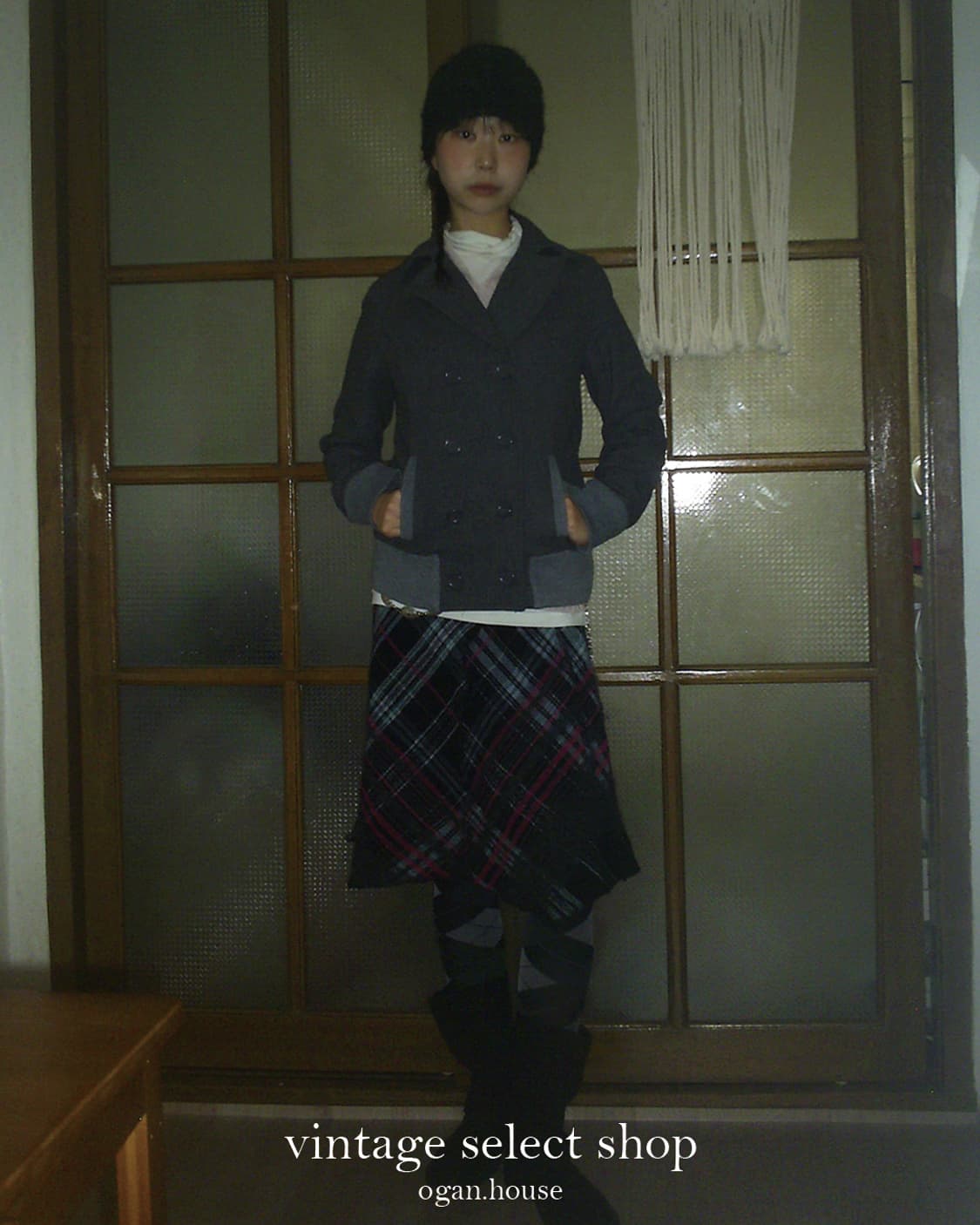 vintage check wool skirt 상품이미지6