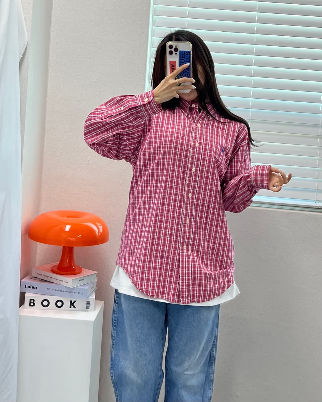 (L)폴로 체크 남방-M1375 상품이미지7