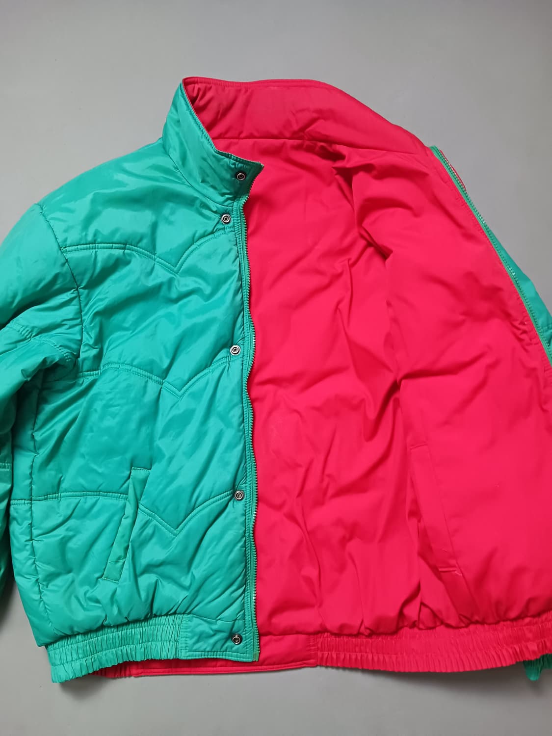  [XL] 빈티지 그린/레드 리버시블 패딩 점퍼 자켓 상품이미지5