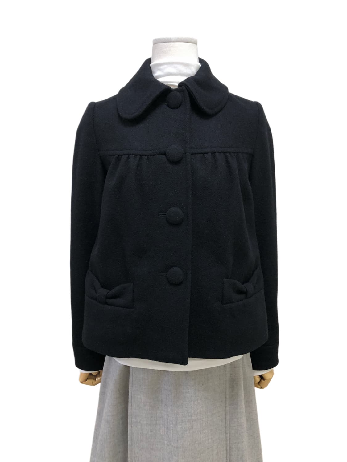 바비 양모 블랙 숏 코트 상품이미지5