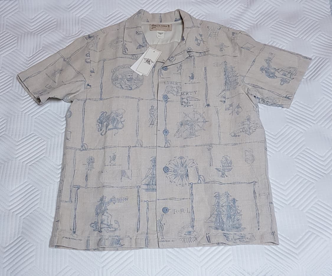 [새상품/M] RRL 프린트 인디고 리넨 캠프 셔츠 팝니다. 상품이미지2