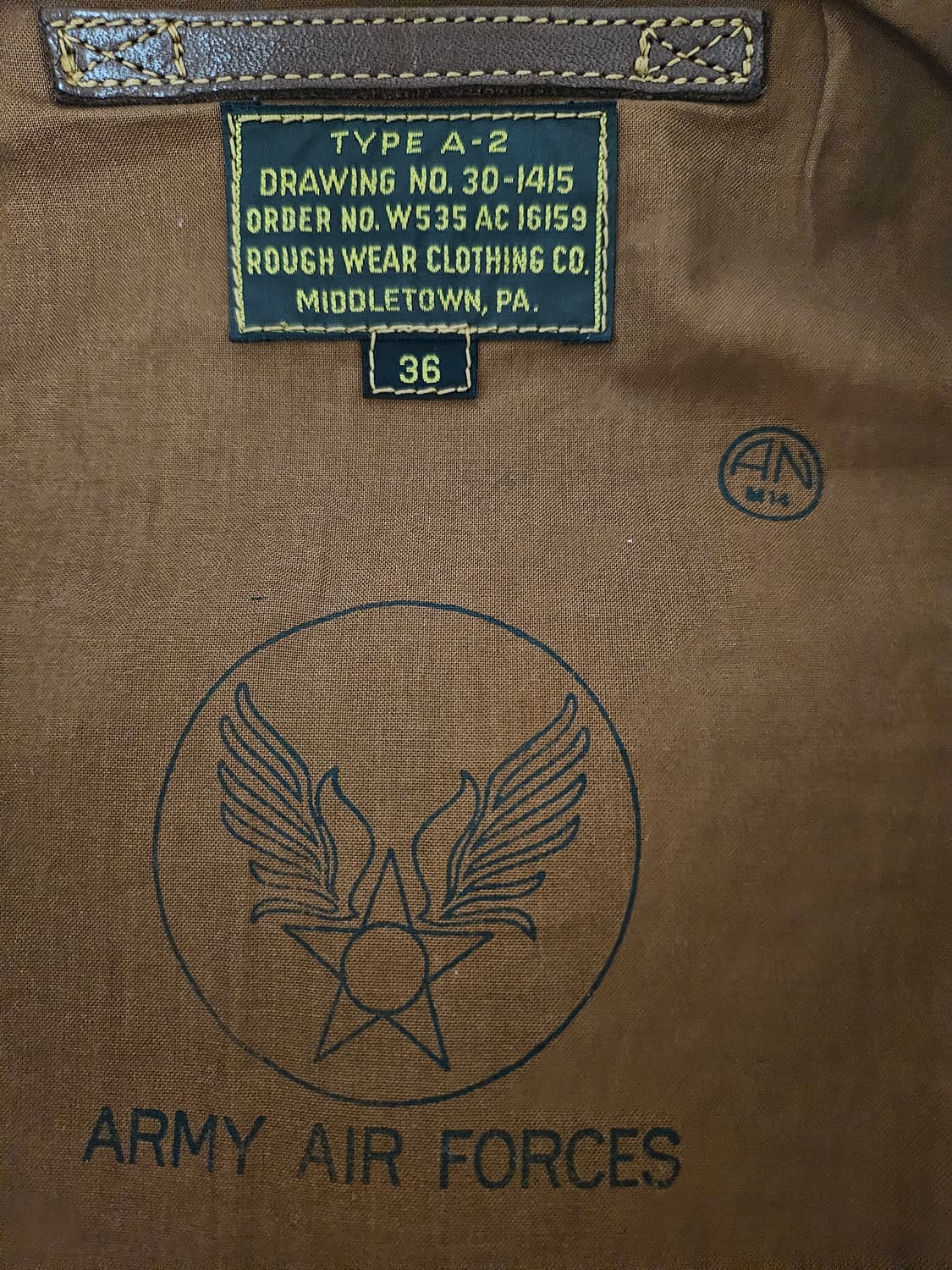 (실측있음)구리얼맥코이 러프웨어 복각 A2 체스트넛 브라운 36사이즈 상품이미지4