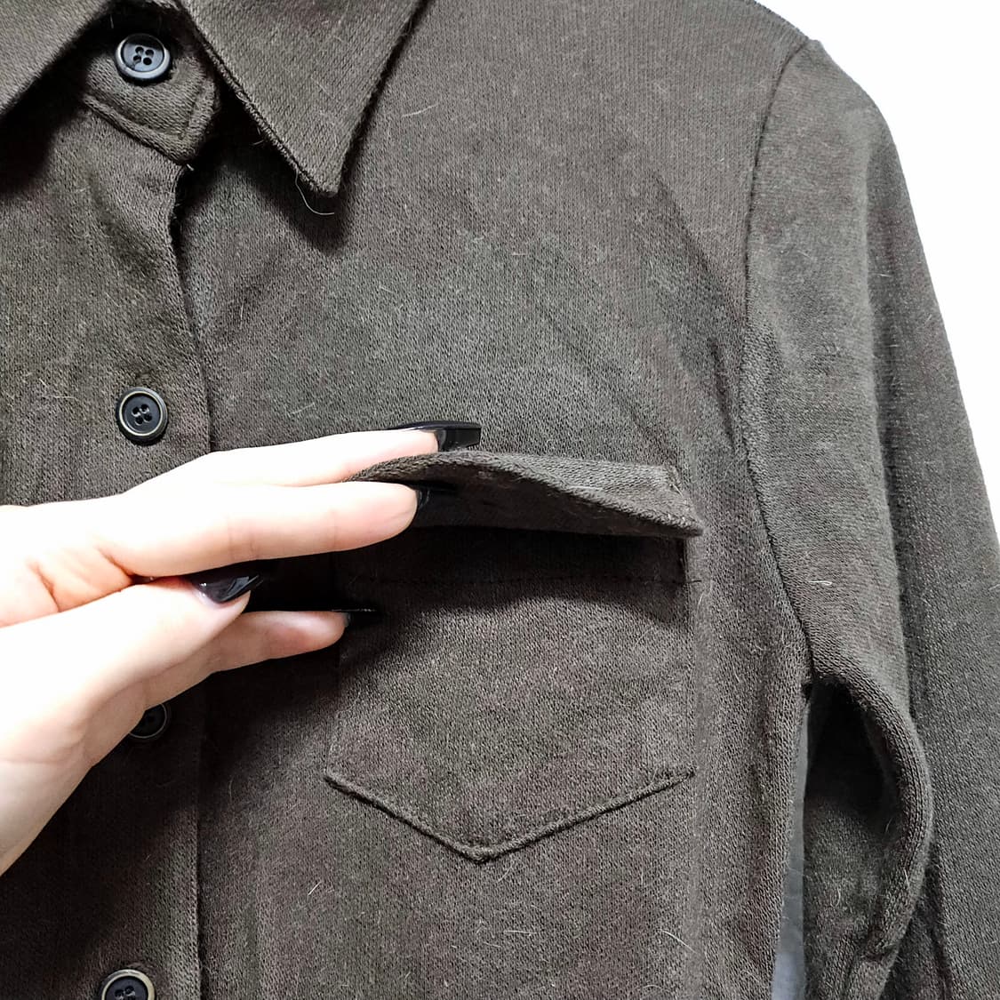 투포켓 슬림핏 코튼 남방셔츠 가디건_카키브라운 상품이미지4