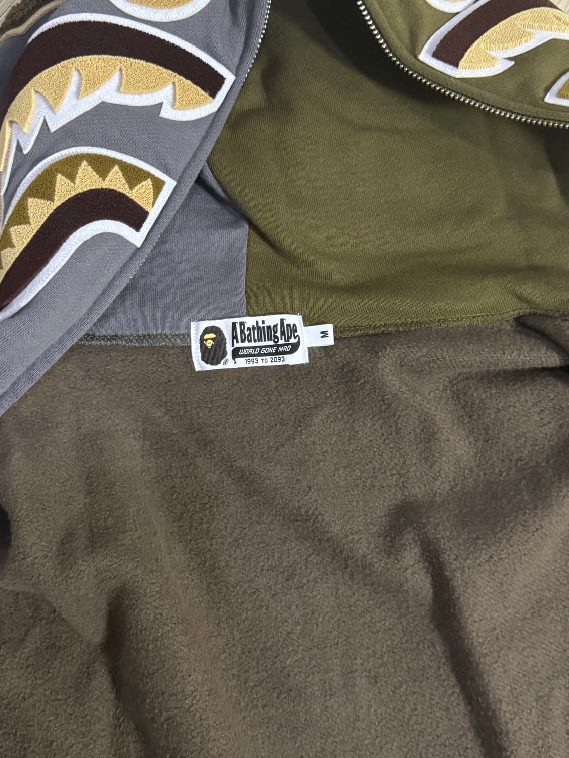 베이프 샤크 풀 지퍼 후드 티셔츠 #2 베이지 M 상품이미지4