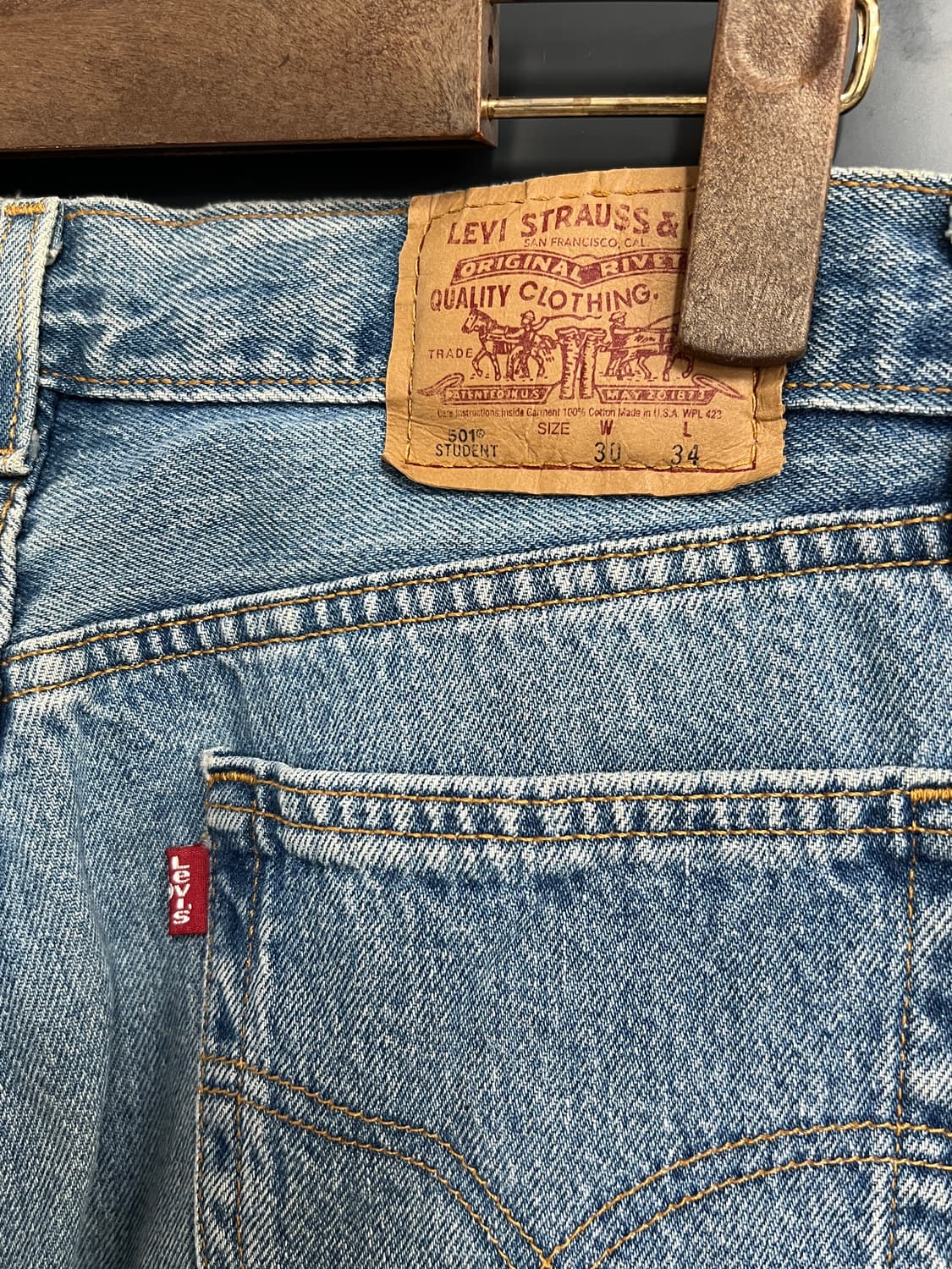 90s USA Levis 리바이스 501 스트레이트 연청 데님 팬츠 상품이미지3