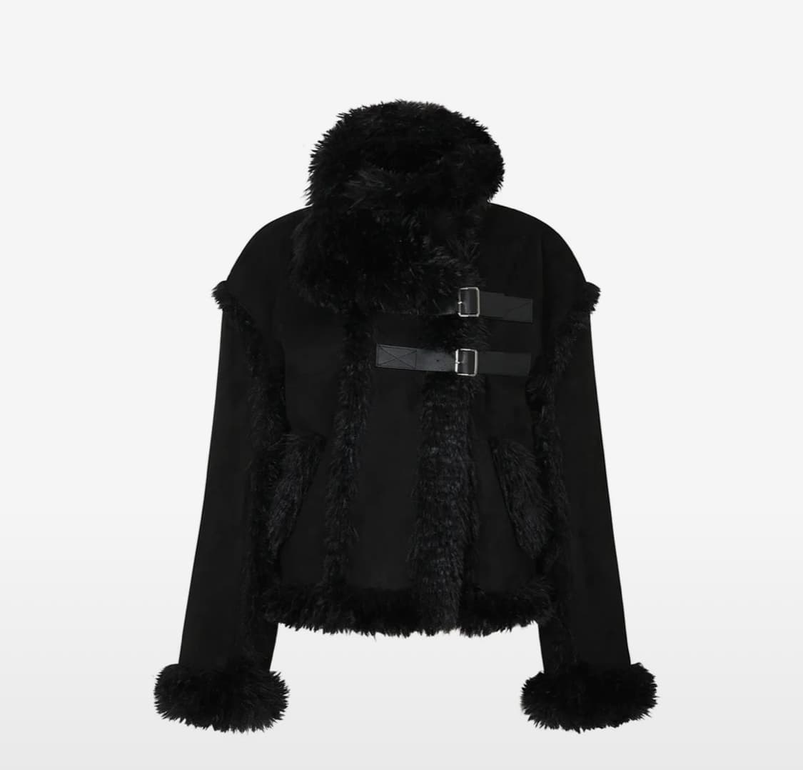 페인오어플레져 LUNA BELTED SHEARLING JACKET bla 상품이미지3