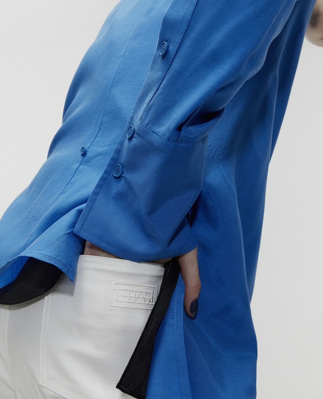 르하스(L'H.A.S) 하이라이즈 스트레이트 팬츠 화이트 상품이미지1