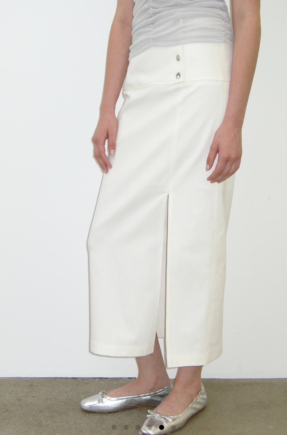 카셀 BELTED LONG SKIRT, WHITE-S 상품이미지2