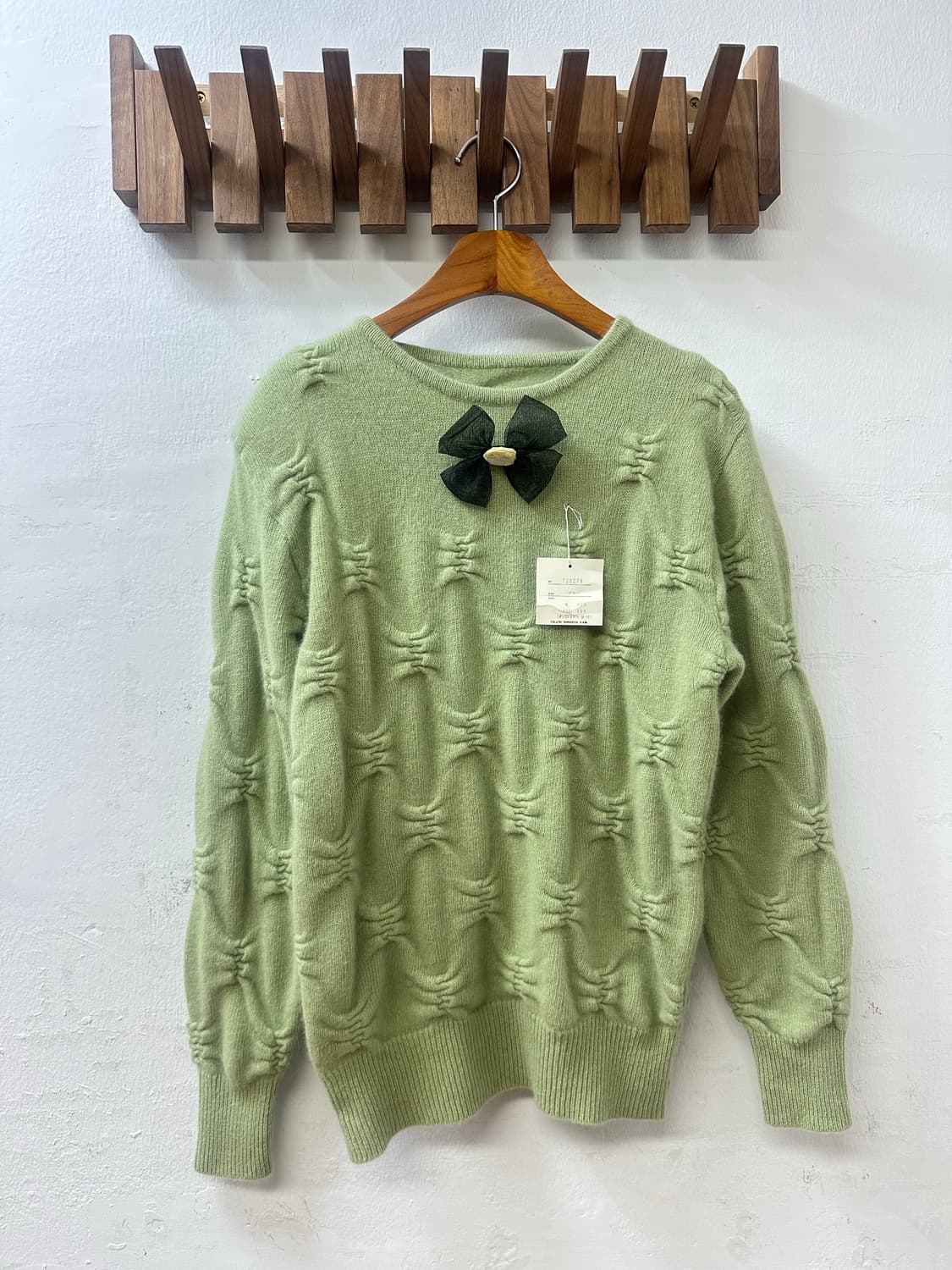 택있는 새상품 일본 울 앙고라 리본 셔링 블렌드 스웨터 니트  상품이미지1