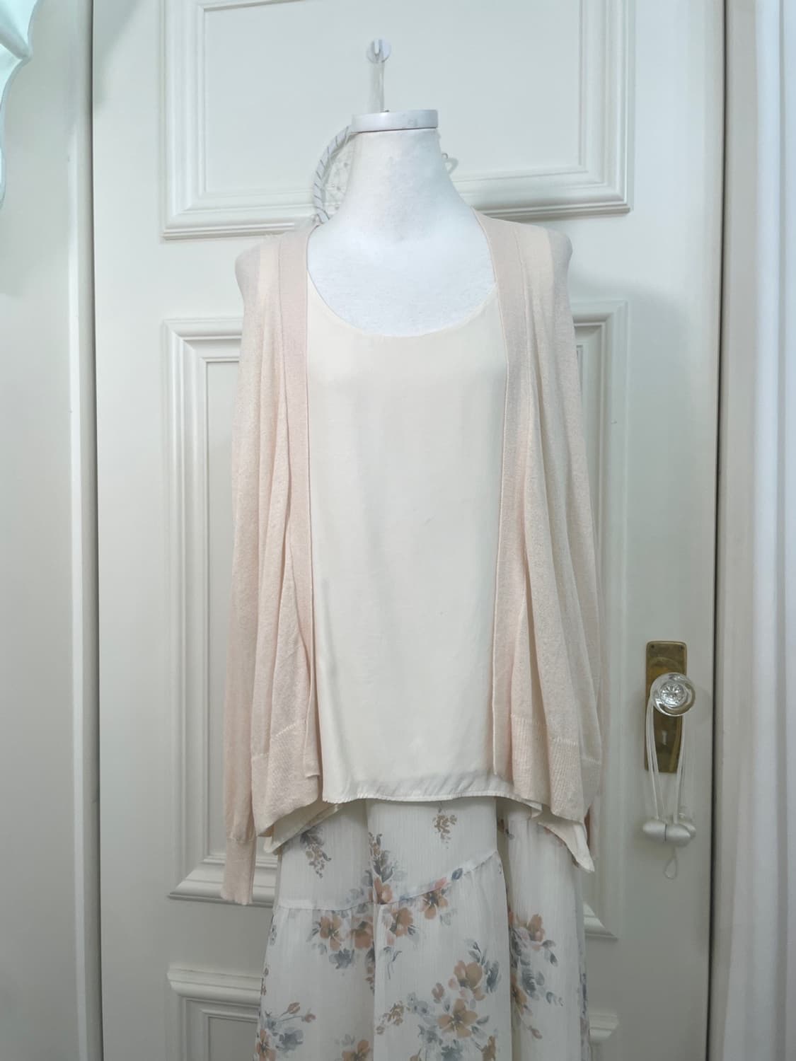 sheer coral open cardigan&100%silk back 상품이미지1