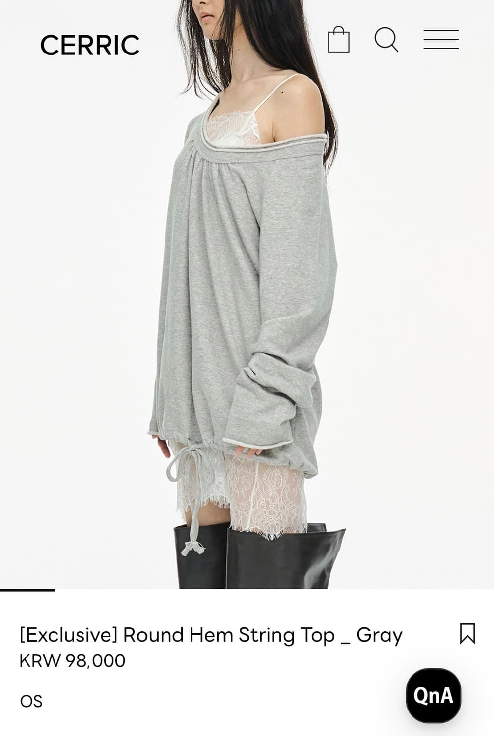 세릭 Cerric Round Hem String Top_Gray 상품이미지2