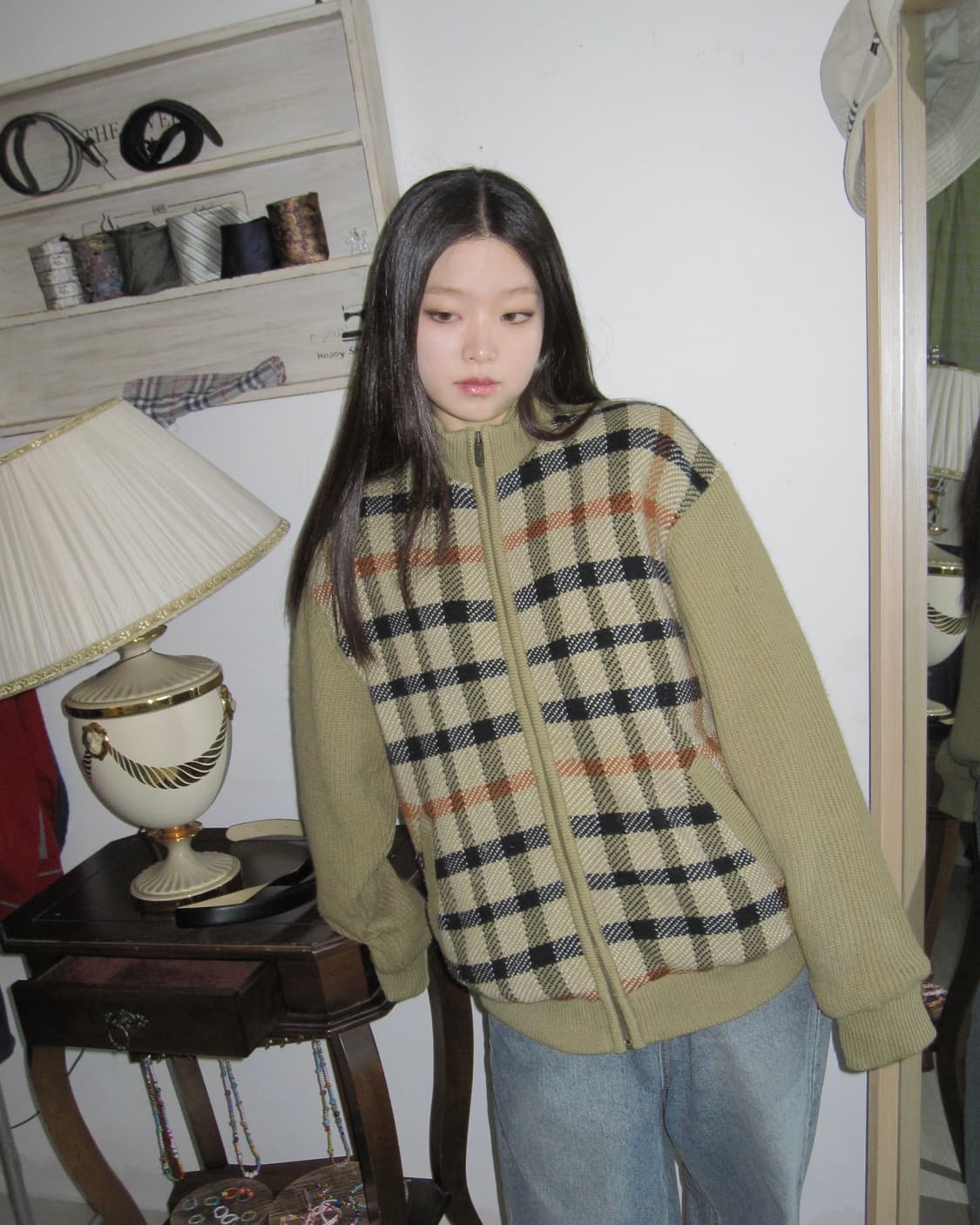 닥스 코지 체크 집업 상품이미지2