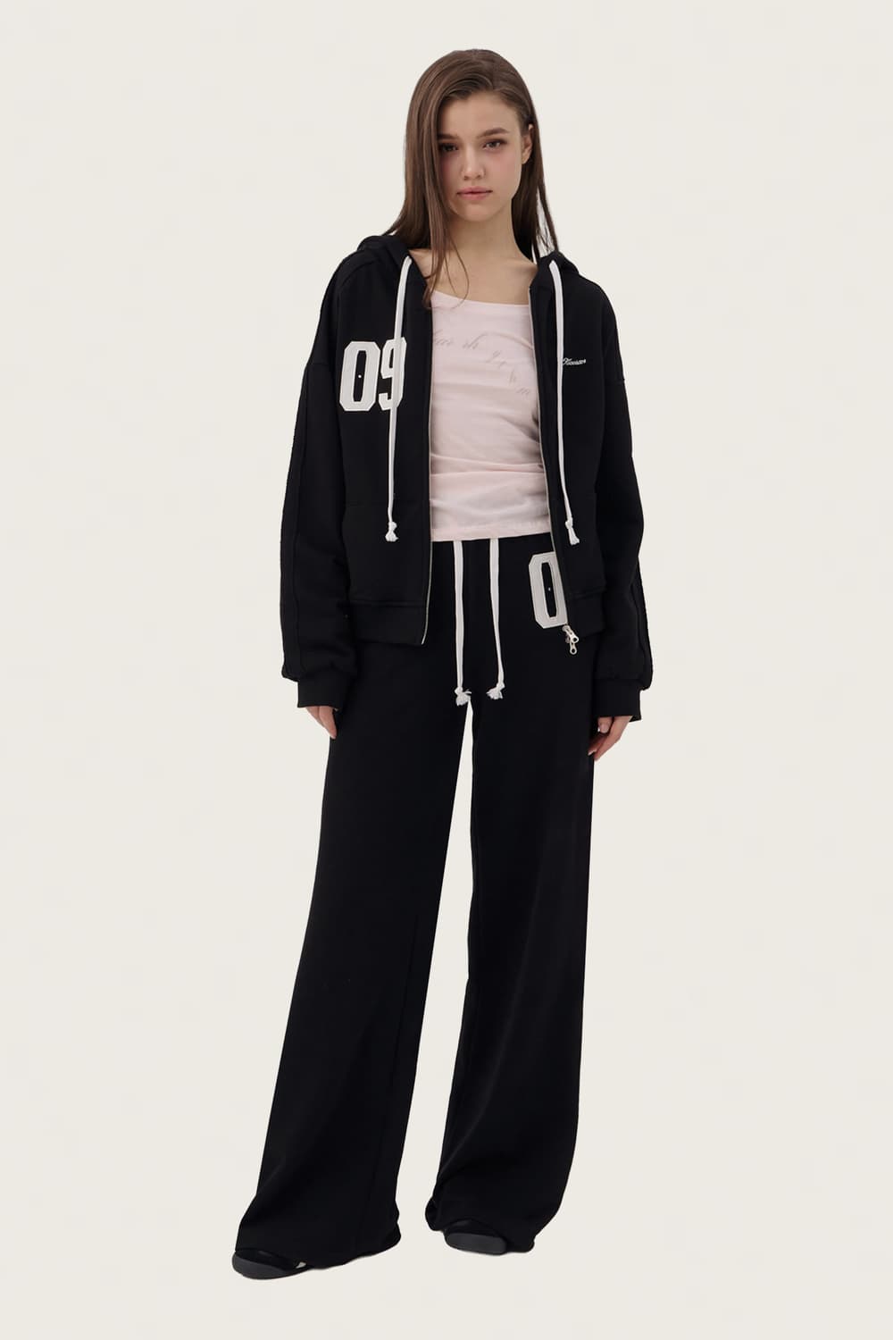 클리시어 09 Numbering straight pants,Black 상품이미지1