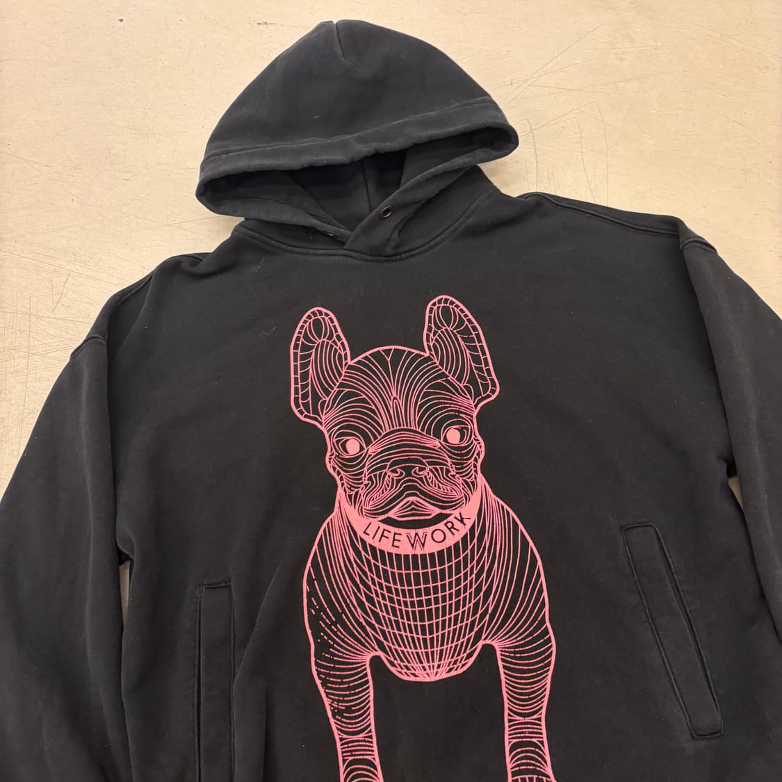 라이프워크 핑크 불독 빅로고 후드티 상품이미지2