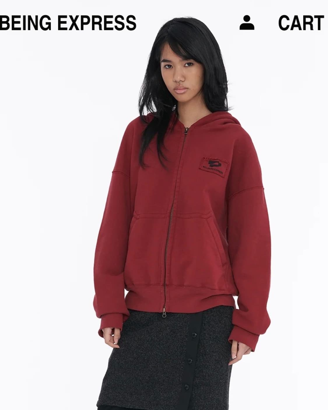 웰빙익스프레스 레드 후드집업 상품이미지1