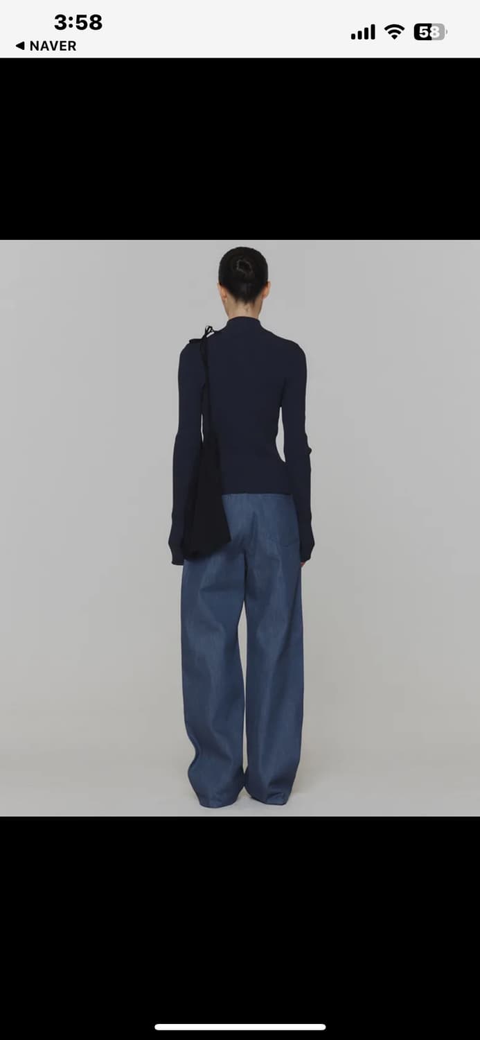 아모멘토 Ribbed mockneck cardigan(dark navy) 상품이미지3