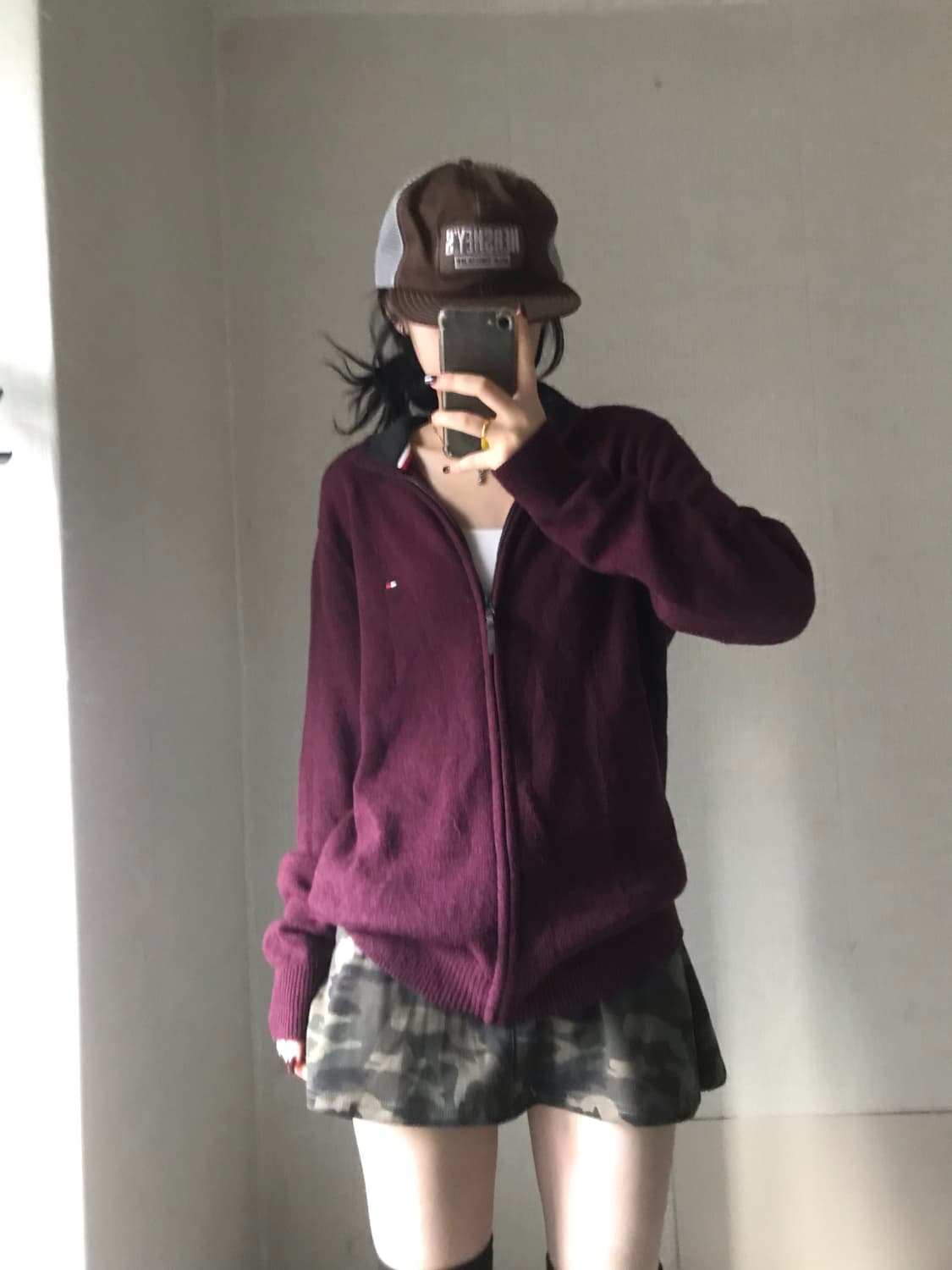 타미힐피거 버건디 니트집업 상품이미지4