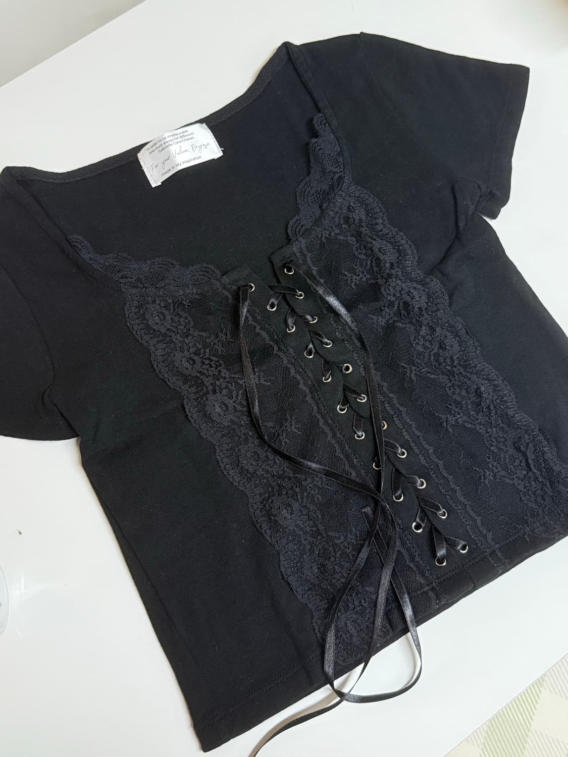 드라이로즈 레이스티 lace bouquet top black 상품이미지1