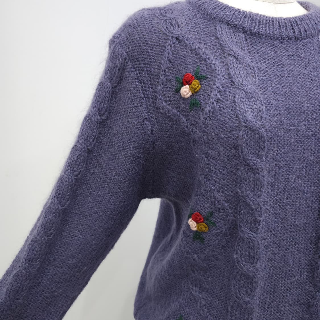 퍼플 플라워 자수 빈티지 니트 상품이미지6
