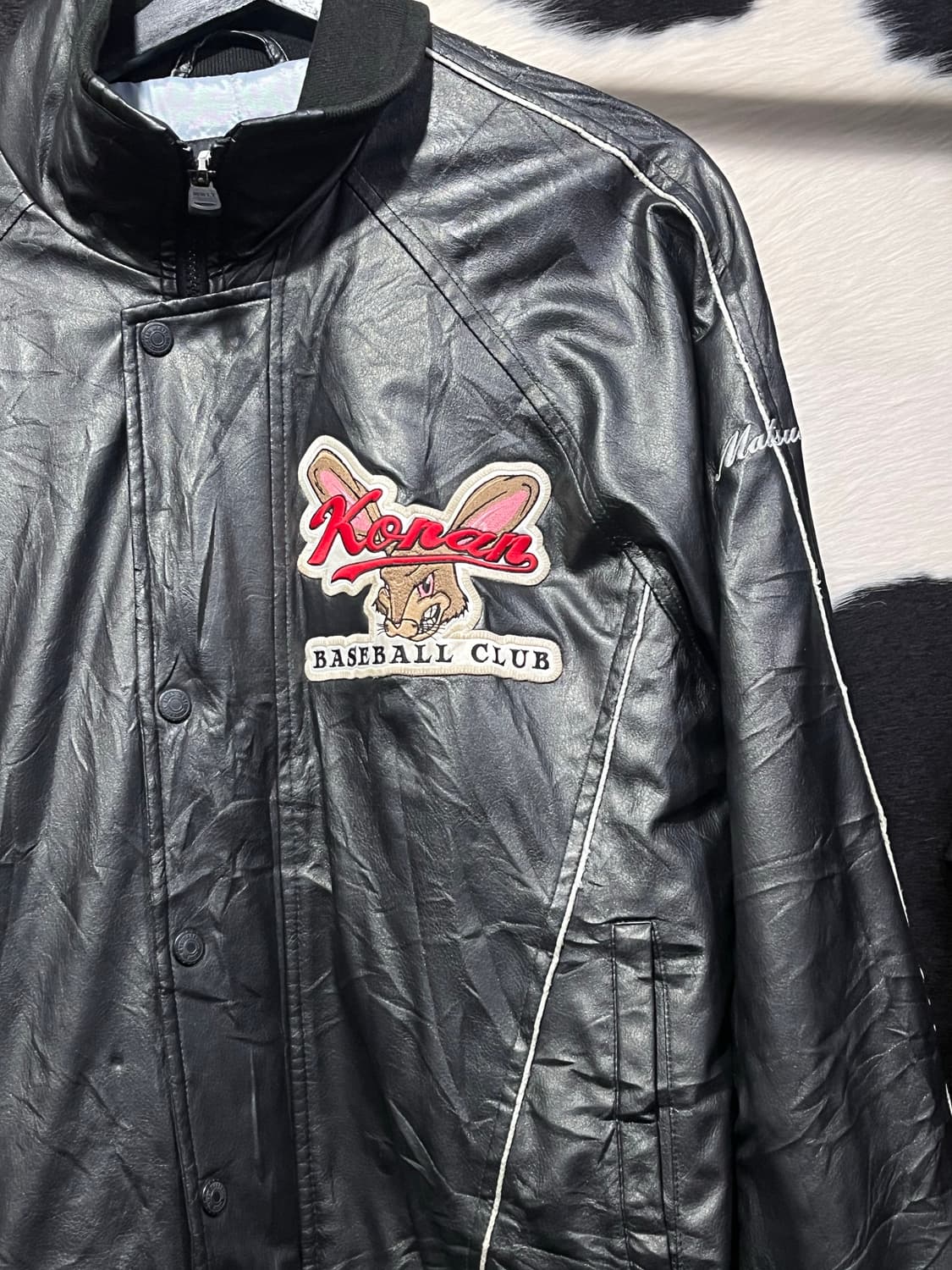 페이크 레더 봄버 자켓 상품이미지3