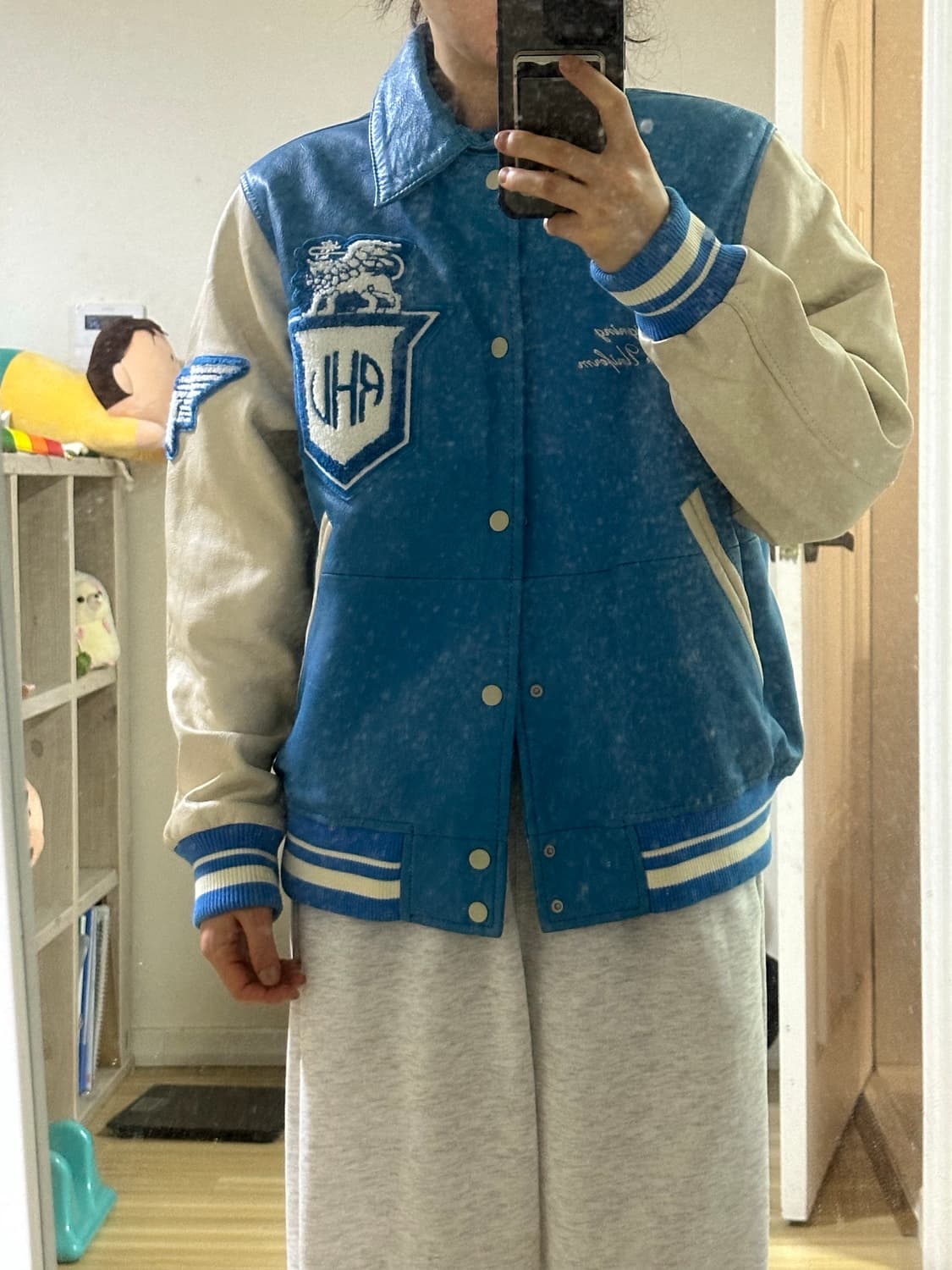 자라 루이지 콜라보 양가죽 바시티 자켓 M 상품이미지3