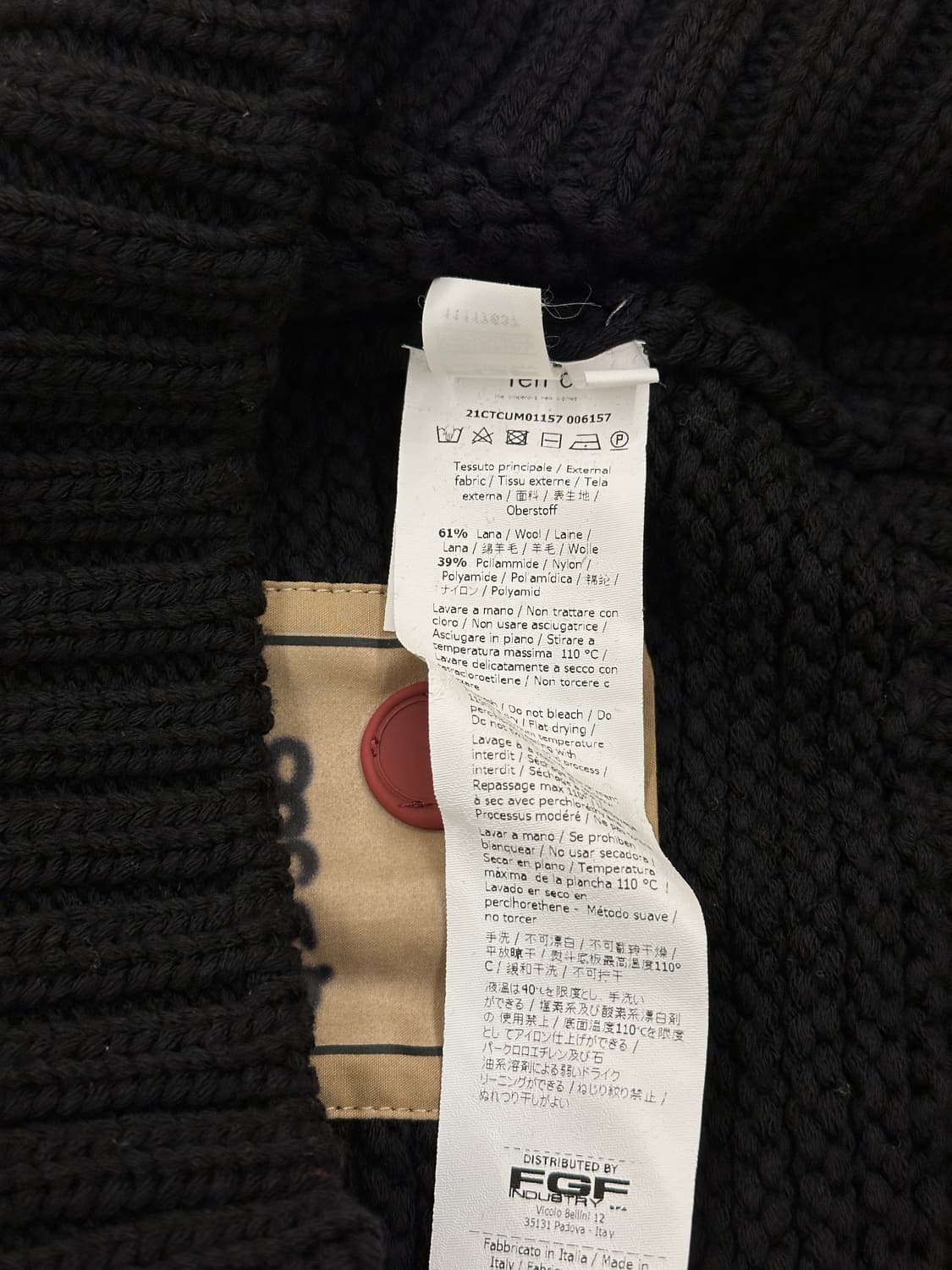 [새제품/100] 텐씨 TEN C 울 피셔맨 크루넥 니트 블랙 46 상품이미지4