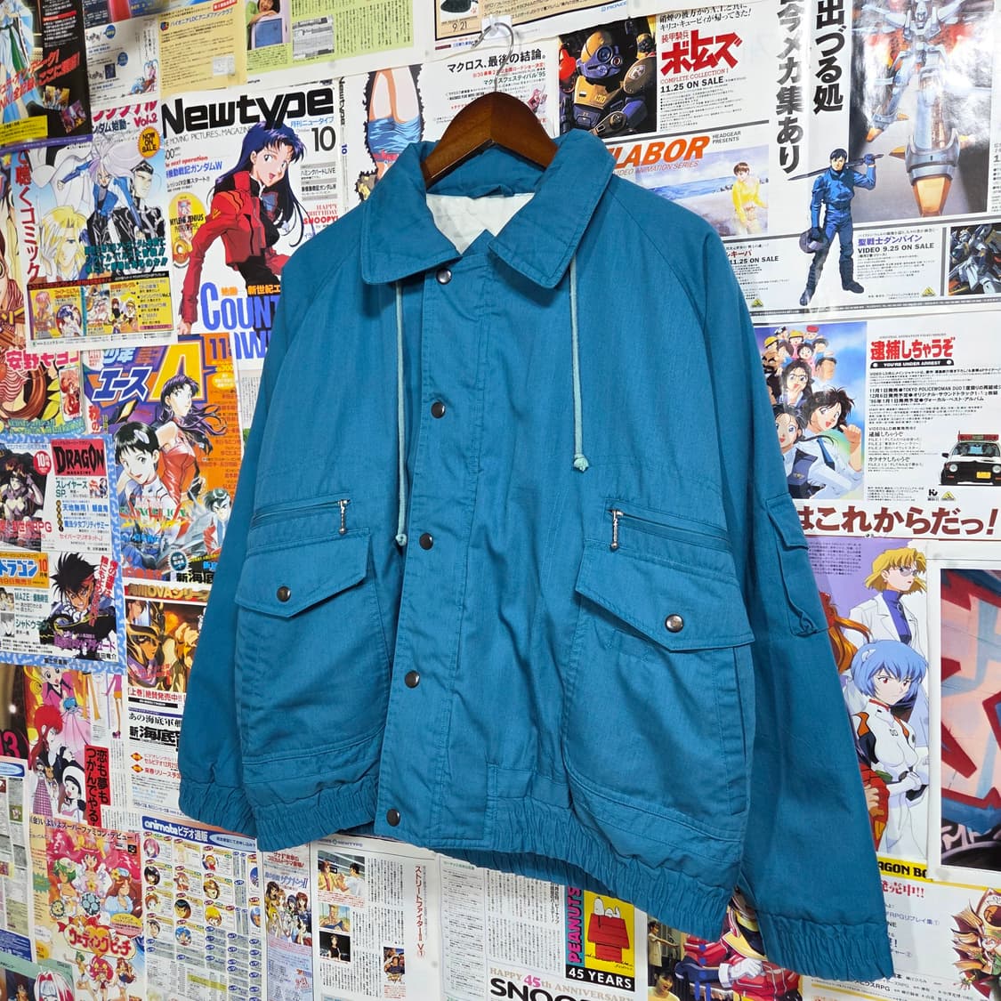 JPN 피콕 블루 누빔 오버핏 코튼 봄버 점퍼 상품이미지2