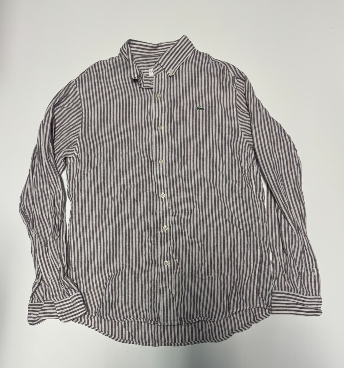 남녀공용 정품 라코스테 아마 스트라이프 셔츠 퍼플 상품이미지1