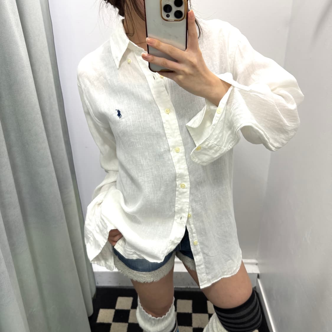 폴로 화이트 클래식 핏 린넨 셔츠 상품이미지1