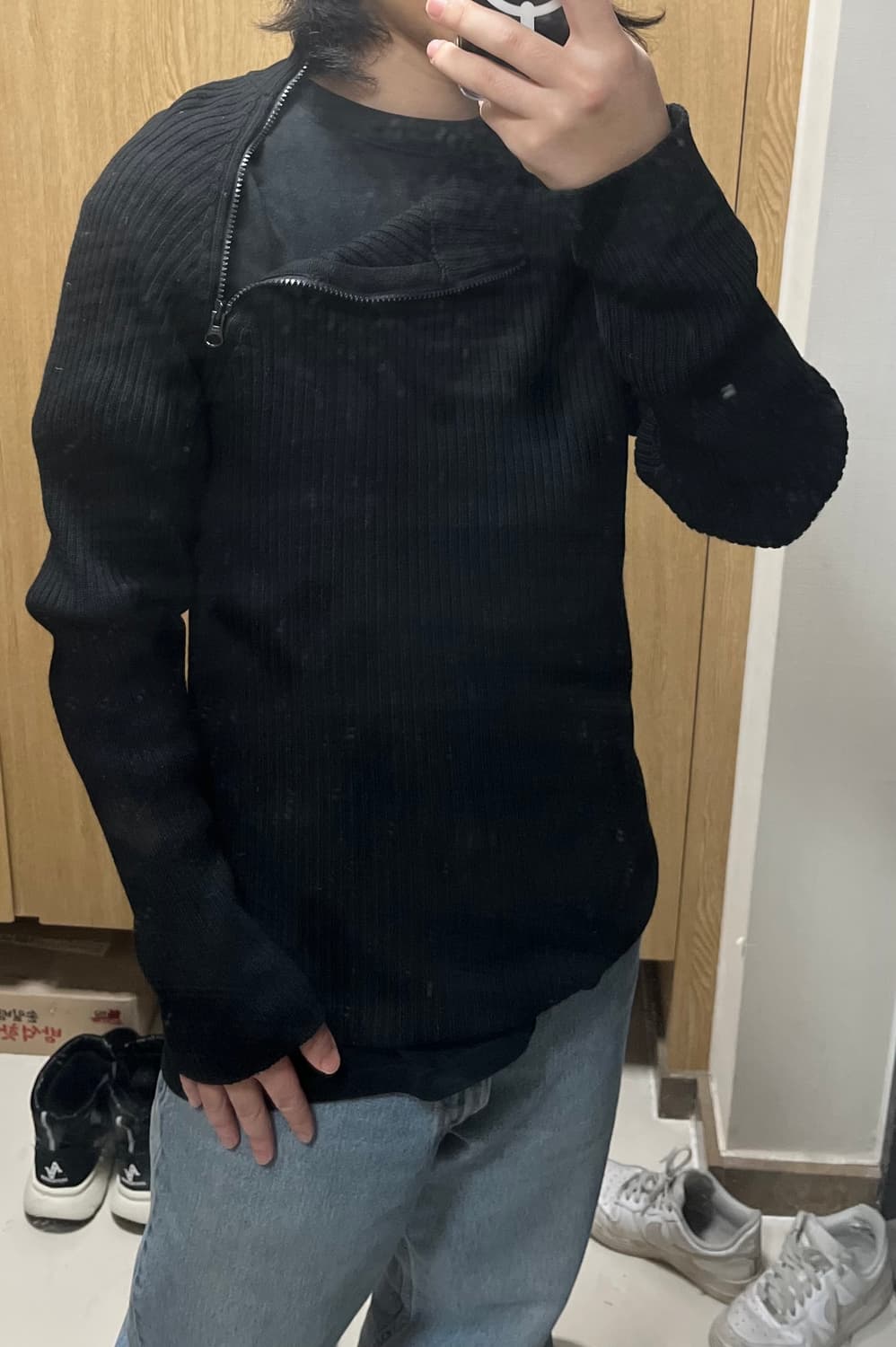 아르마니 사선 니트 집업 상품이미지4