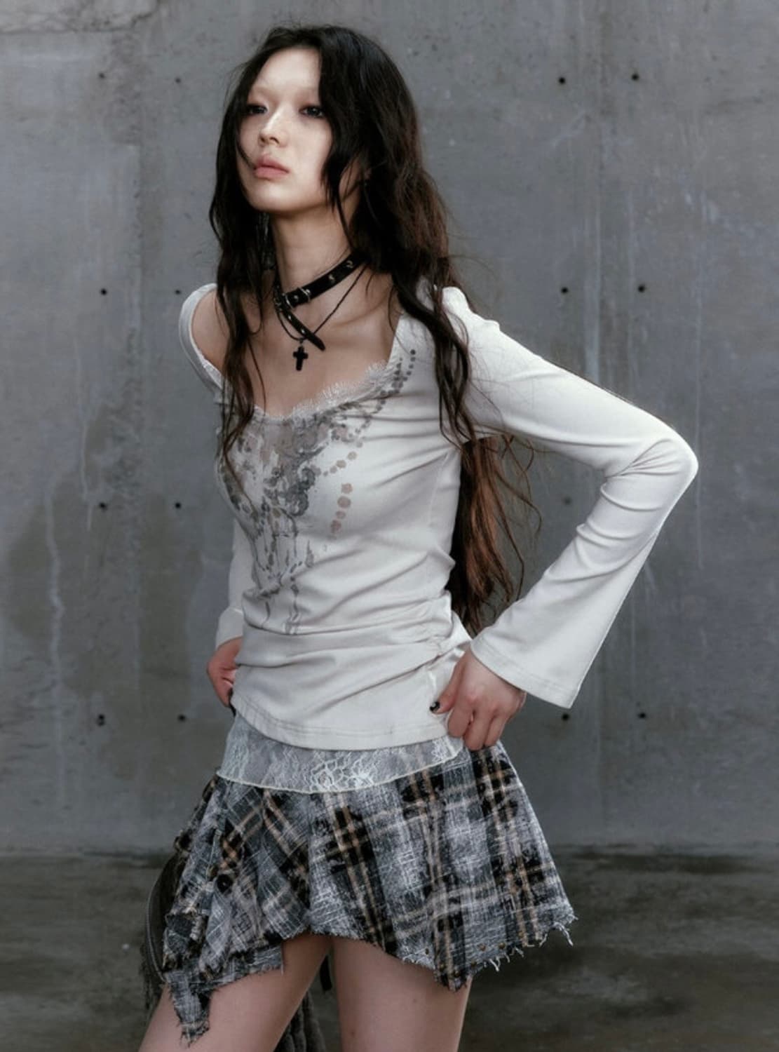 cor knit t-shirt skirt two-piece 상품이미지3