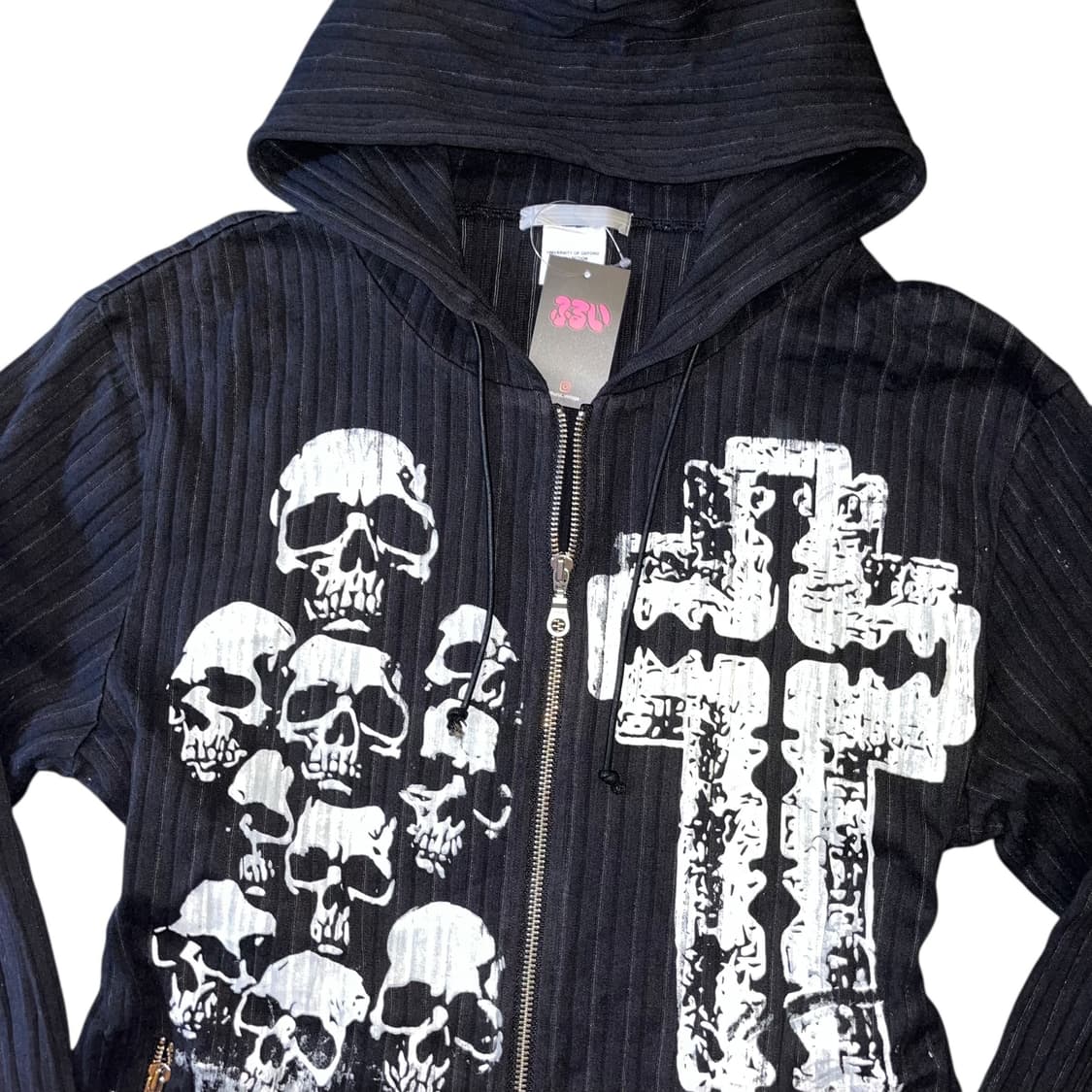 해골 면도날 십자가 프린팅 골지 투웨이 후드집업 y2k 펑크 갸루 상품이미지2