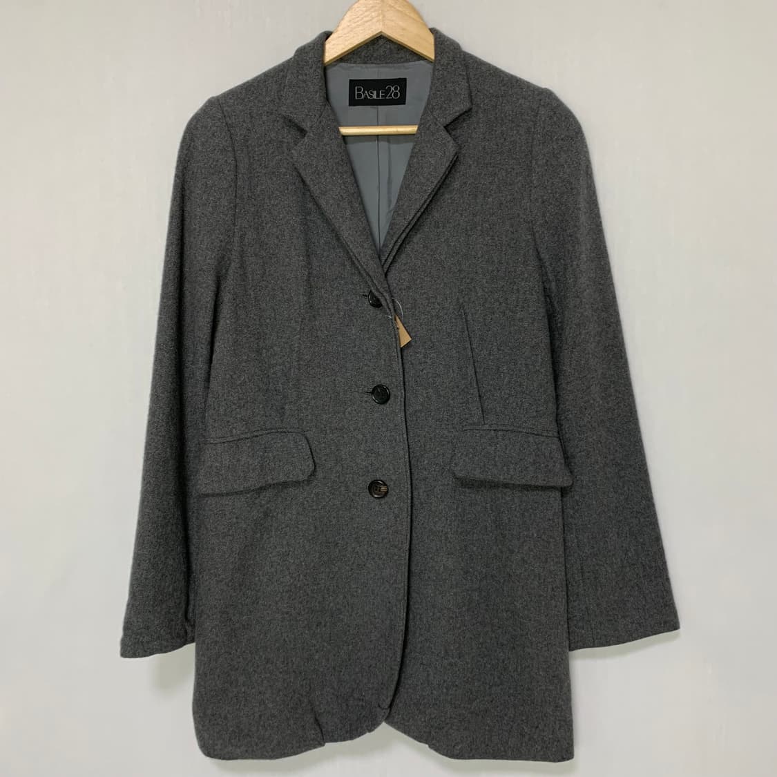 캐시미어 100% 빈티지 Basile28 그레이 여성 하프 코트 상품이미지2