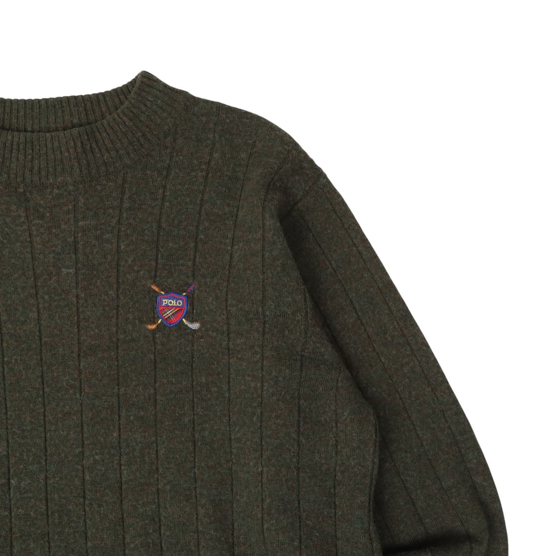 폴로진스 카키 스윙 쉴드 로고 모크넥 니트 상품이미지3