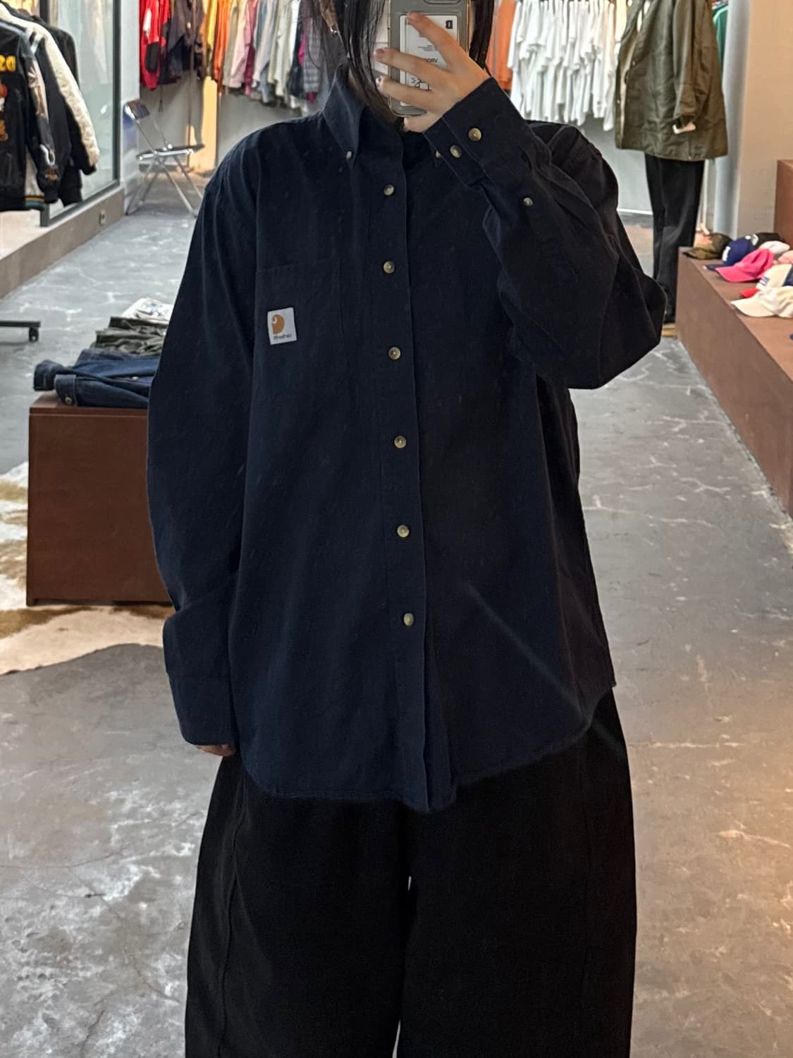 칼하트 네이비 셔츠 H2032 상품이미지1