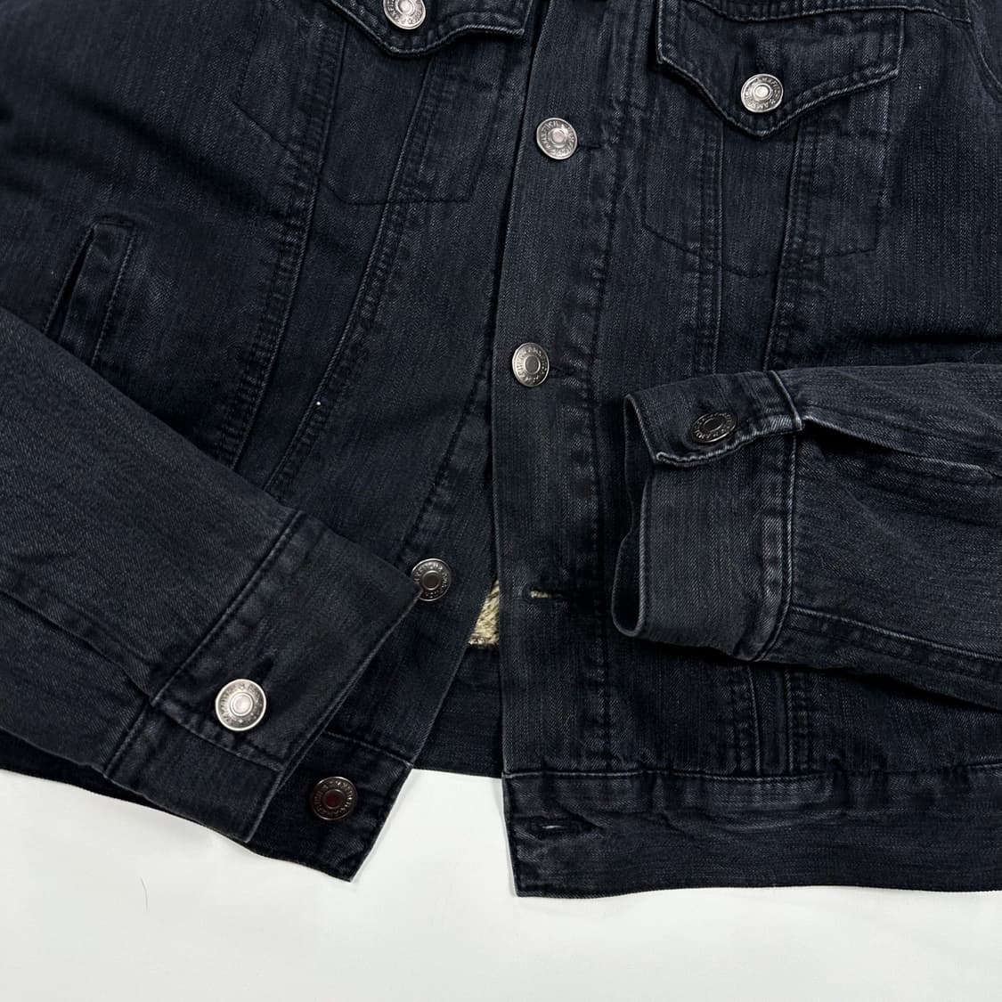 VTG 빈티지 흑청 양털 트러커 데님자켓 (S) 상품이미지3