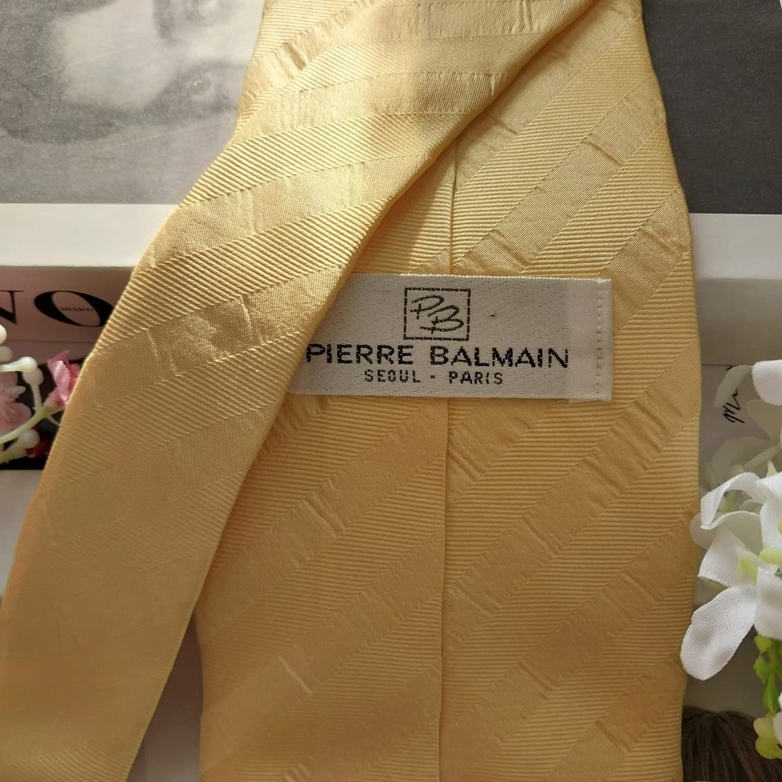 발망 옐로우 자카드 블록 패턴 실크 넥타이 9.6cm A등급 K1523
 상품이미지6