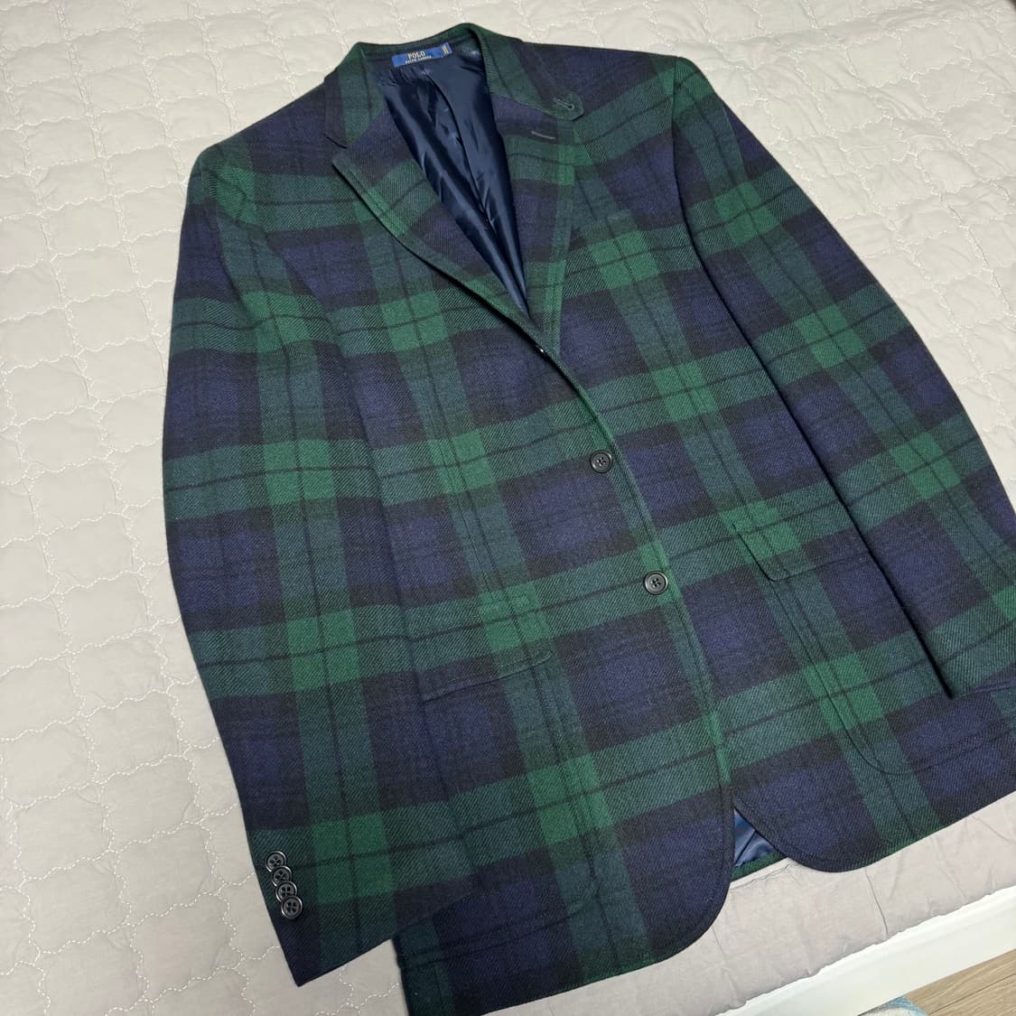 폴로 랄프로렌 블랙워치 타탄 체크 블레이저 자켓 42R 커스텀핏 상품이미지2