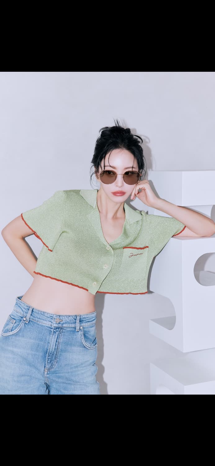 자쿠무스 반팔 니트 가디건 green 상품이미지9