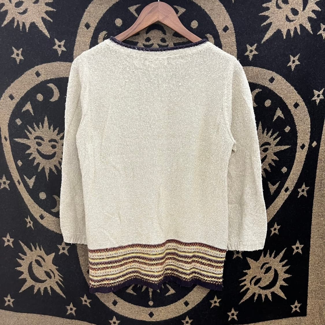 빈티지 오리엔탈 에스닉 뜨개 스트라이프 콩버튼 니트 K0108 상품이미지4