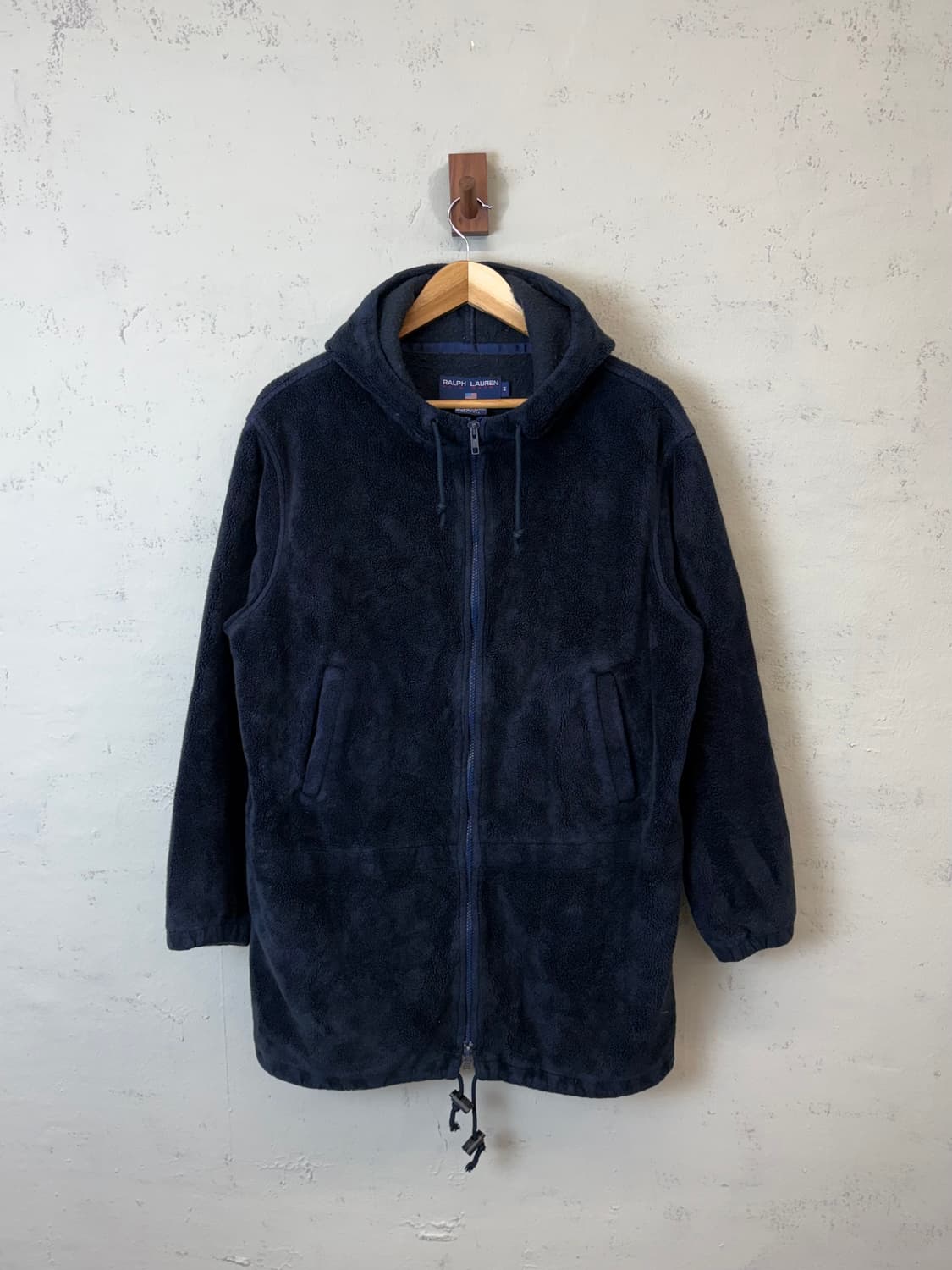 폴로스포츠 90s USA 빅로고 네이비 플리스 후드 자켓 상품이미지2