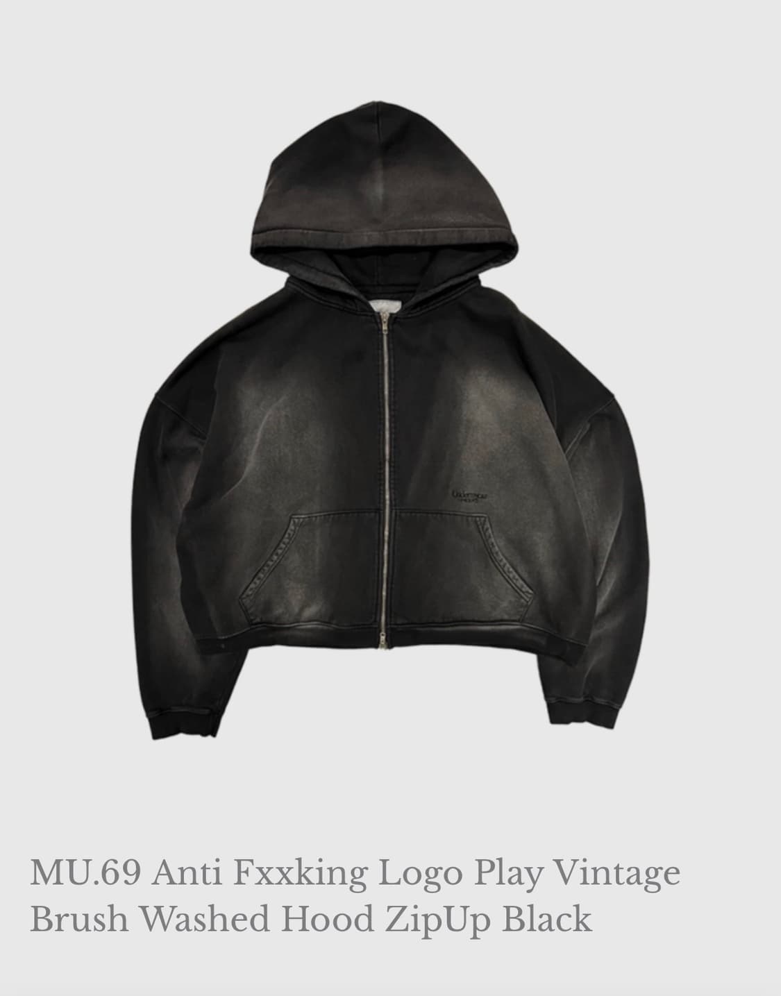 언더마이카 mu.69 Anti Fxxking logo 워싱 크롭 후드집업 상품이미지4